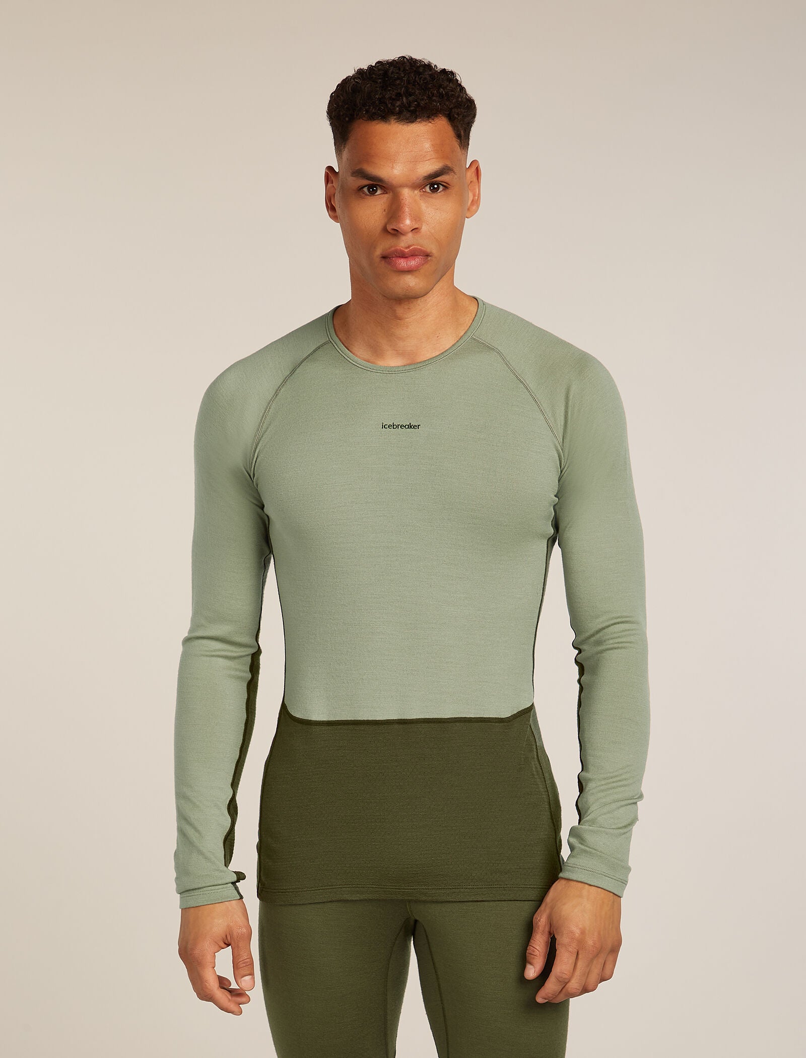 Icebreaker Mens Merino 260 ZoneKnit LS Crewe Large Loden Lichen Cb