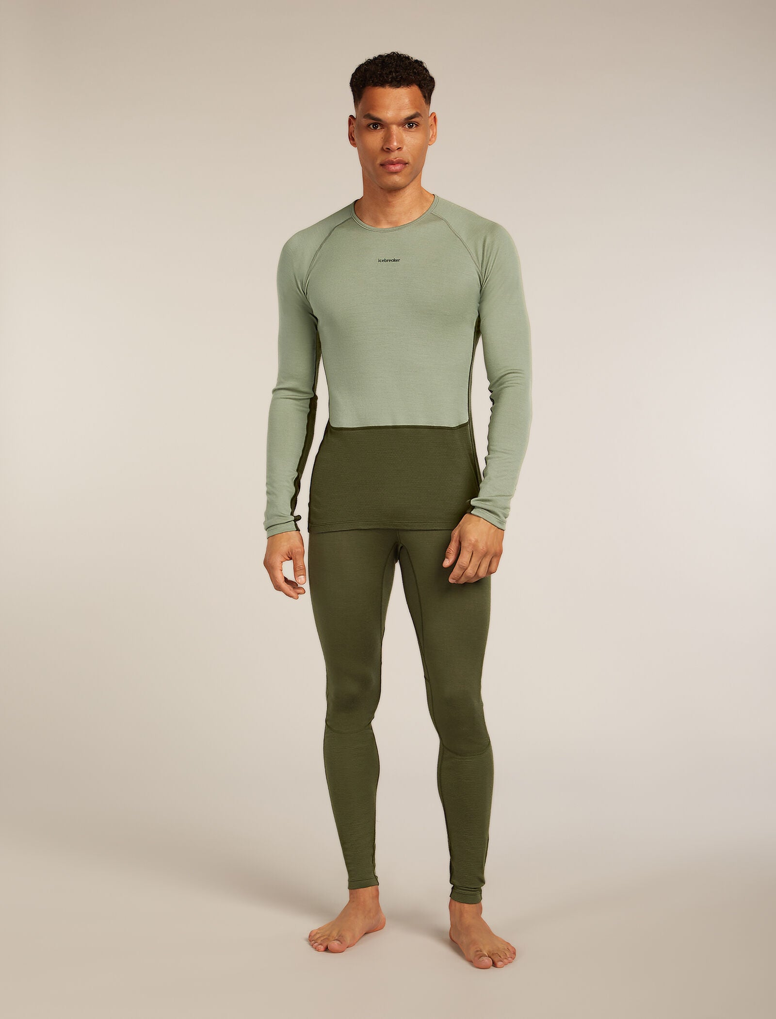 Icebreaker Mens Merino 260 ZoneKnit LS Crewe Medium Loden Lichen Cb
