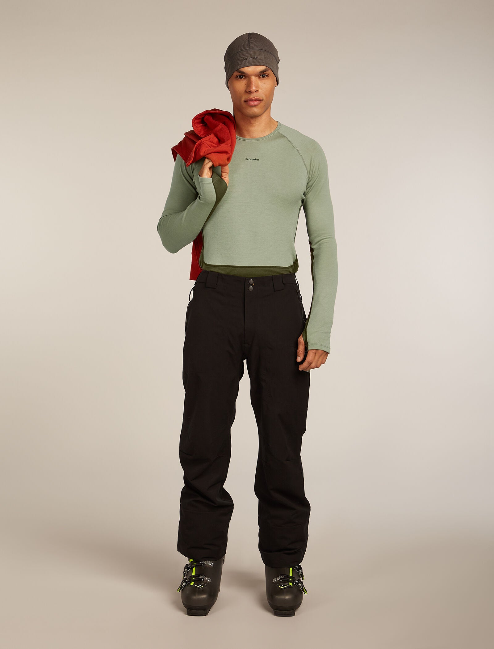 Icebreaker Mens Merino 260 ZoneKnit LS Crewe Small Jet Hthr
