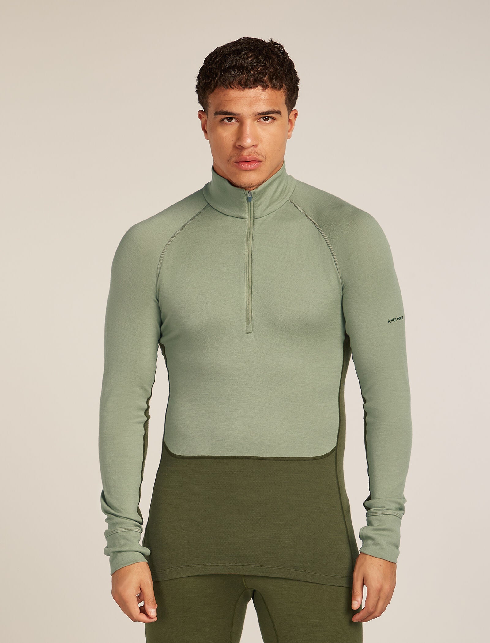 Icebreaker Mens Merino 260 ZoneKnit LS Half Zip Loden Lichen Cb