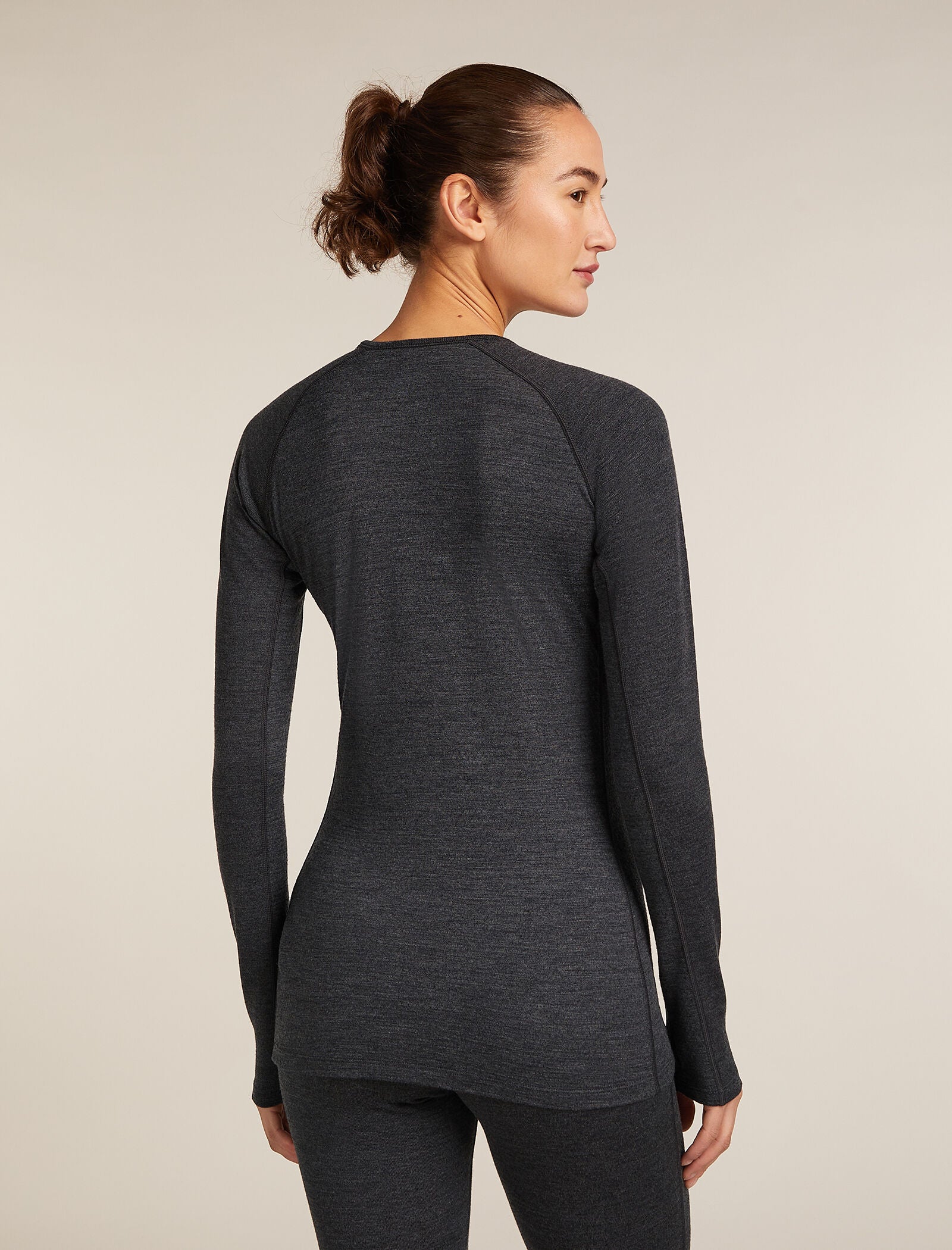 Icebreaker Womens Merino 260 ZoneKnit LS Crewe Large Jet Hthr