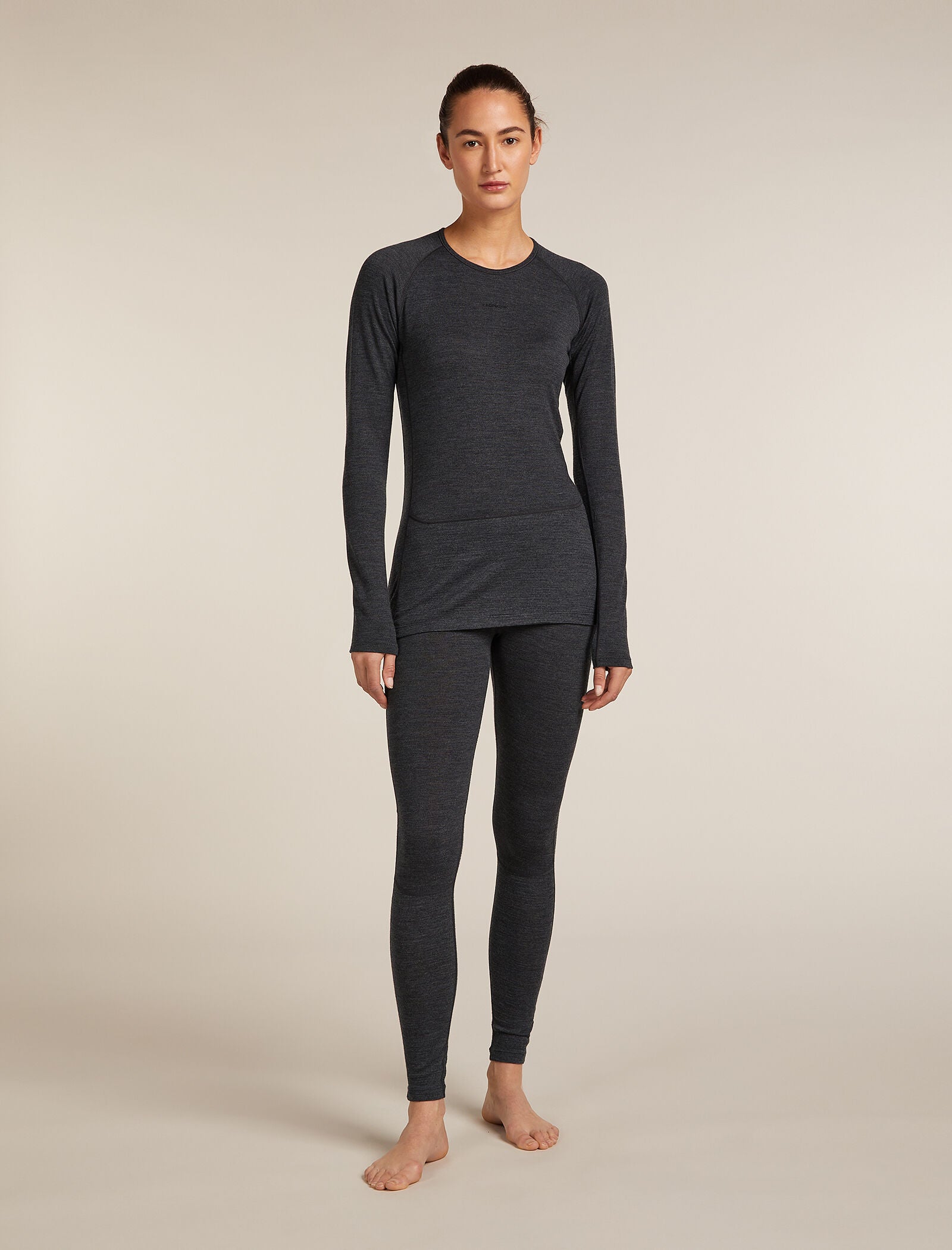 Icebreaker Womens Merino 260 ZoneKnit LS Crewe Large Java Summit Cb