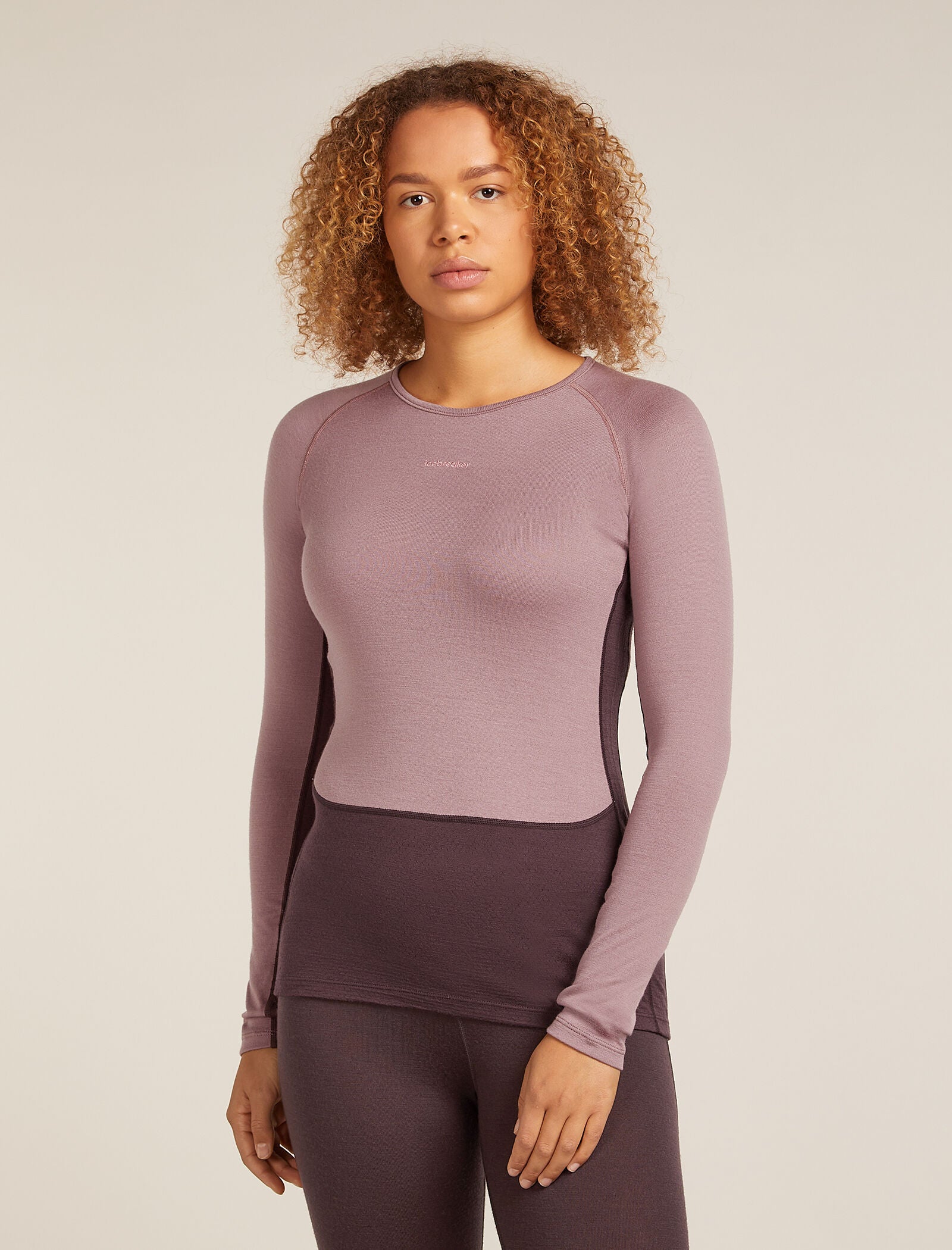 Icebreaker Womens Merino 260 ZoneKnit LS Crewe Medium Jet Hthr