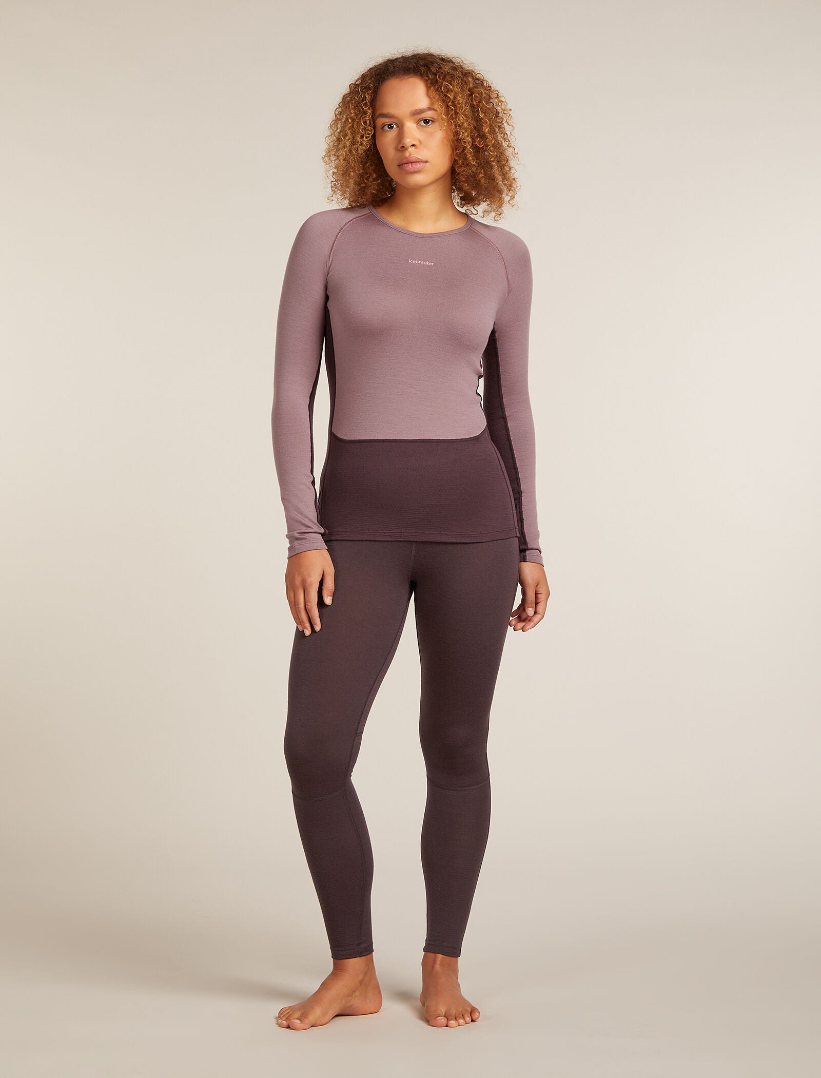 Icebreaker Womens Merino 260 ZoneKnit LS Crewe Small Jet Hthr
