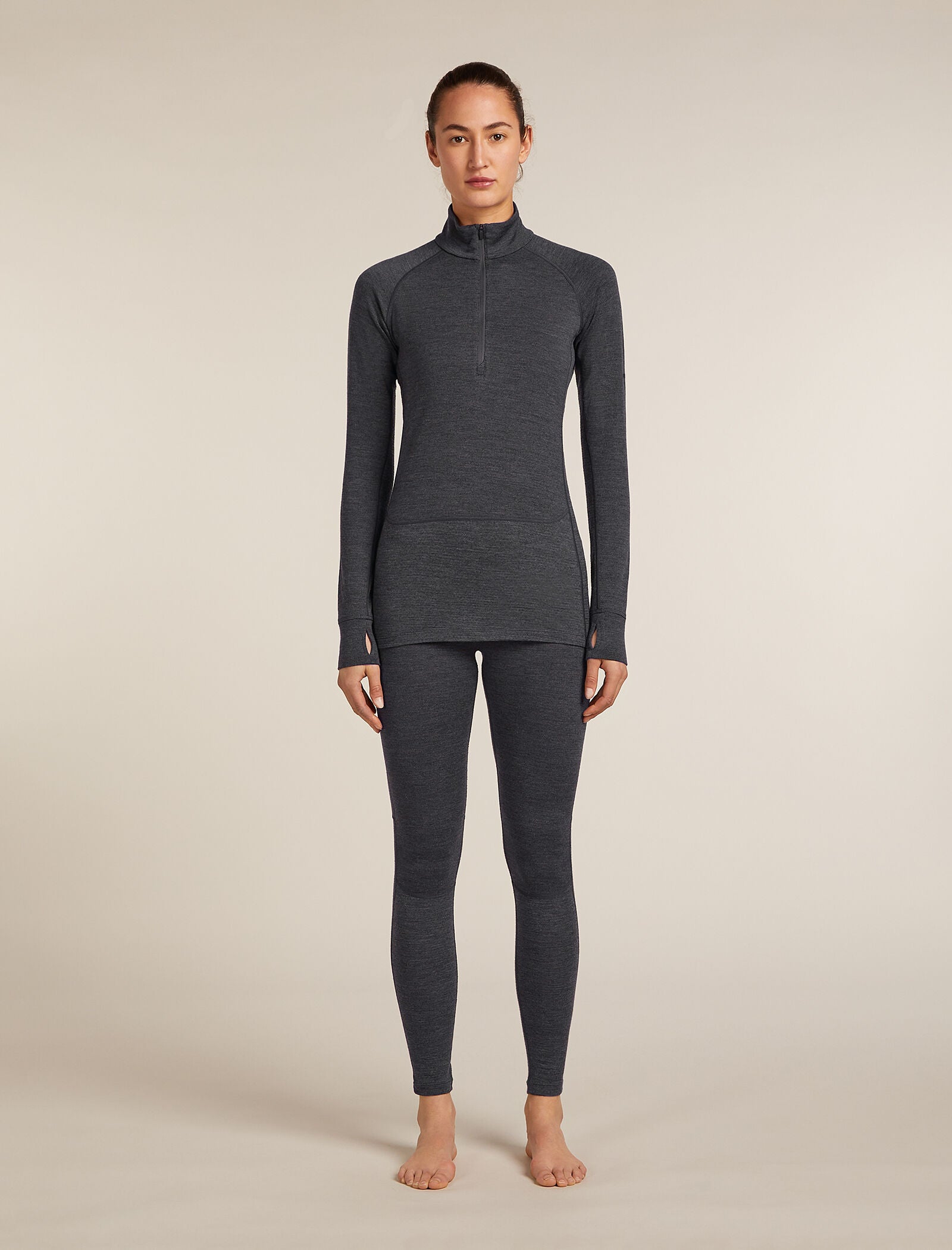 Icebreaker Womens Merino 260 ZoneKnit LS Half Zip Large Java Summit Cb