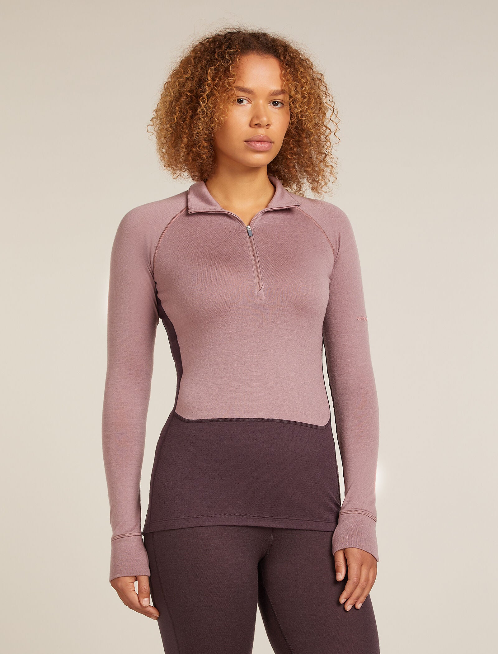 Icebreaker Womens Merino 260 ZoneKnit LS Half Zip Medium Jet Hthr