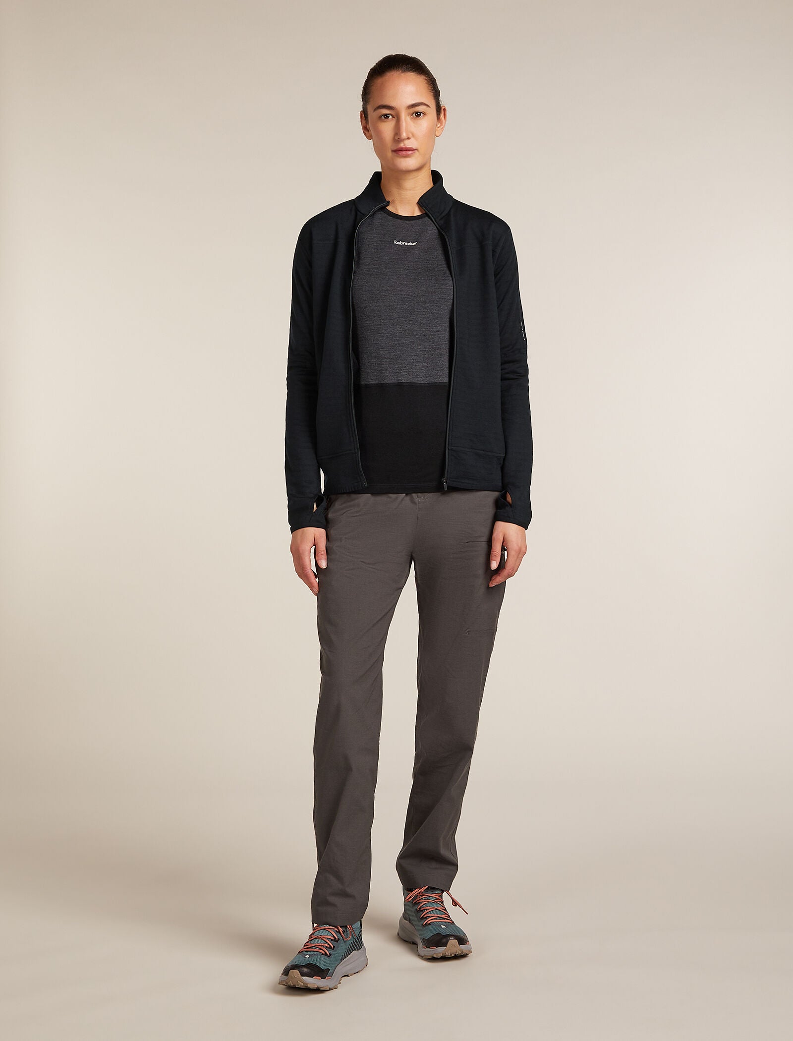 Icebreaker Womens Merino Blend 300 RealFleece Descender LS Zip