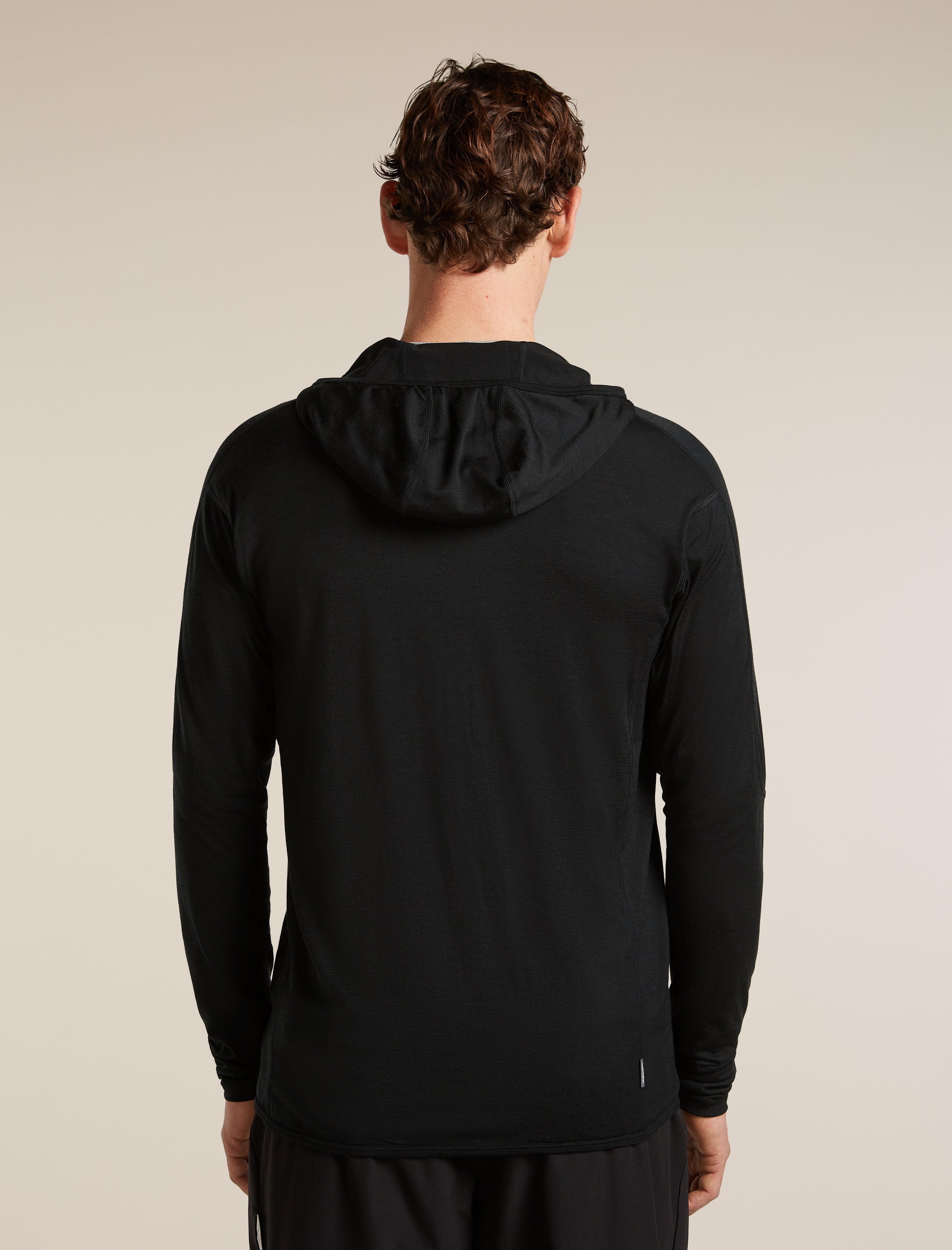 Icebreaker Mens 150 MerinoFine Ace LS Zip Hoodie UPF 2XL Black