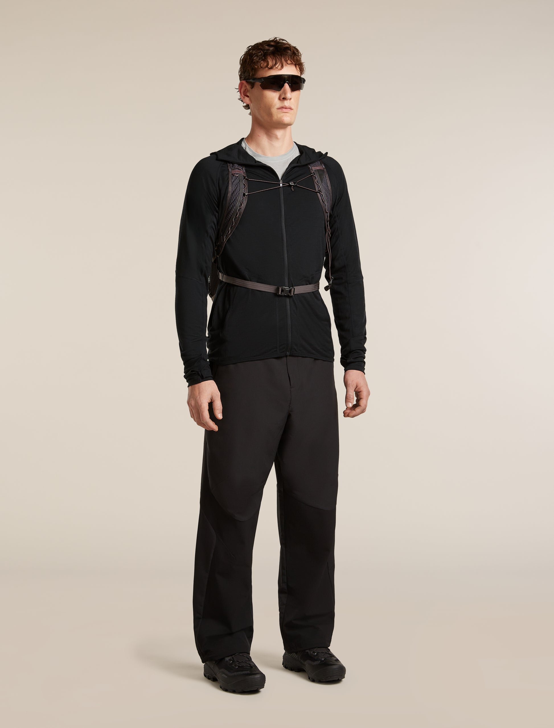 Icebreaker Mens 150 MerinoFine Ace LS Zip Hoodie UPF Medium Black