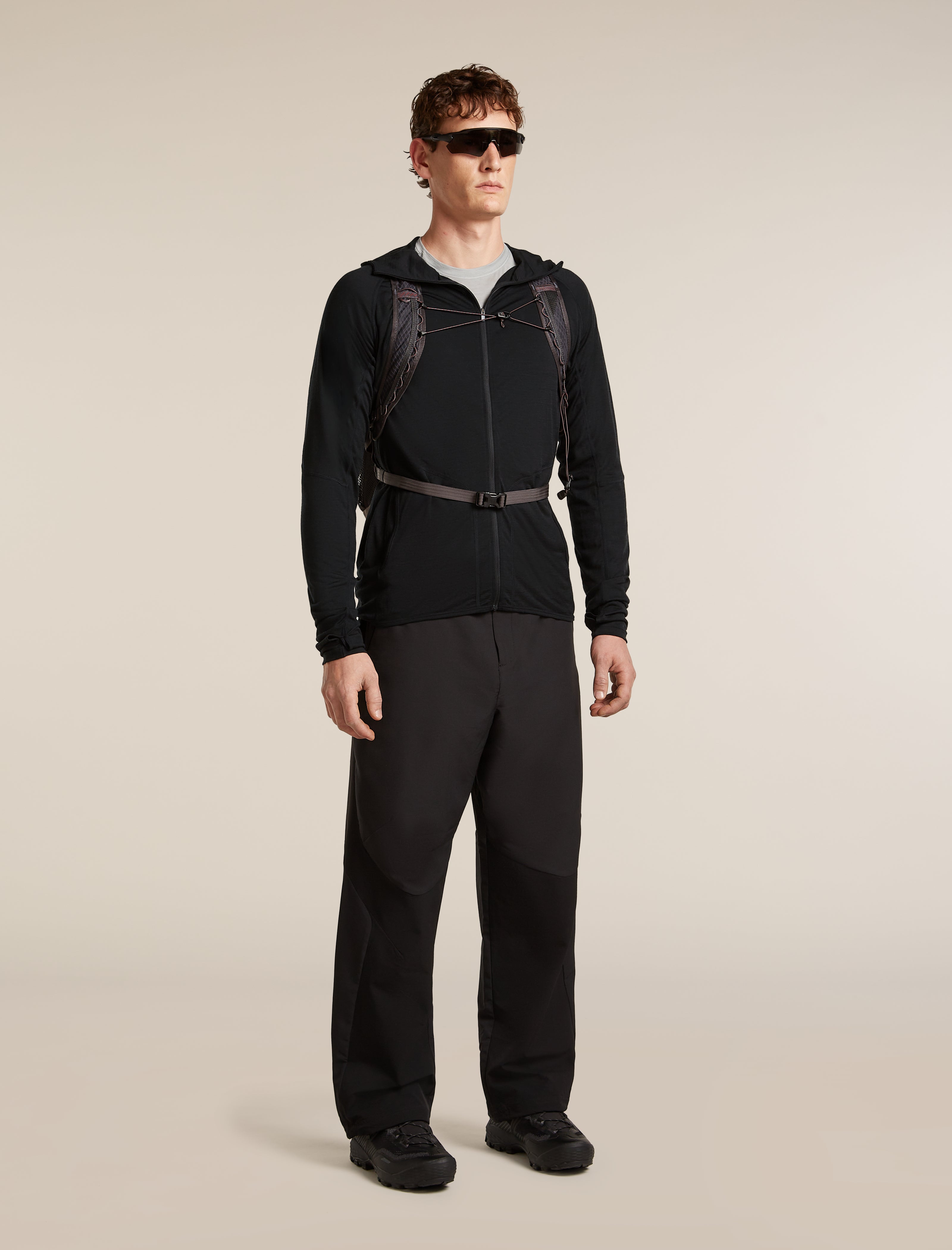 Icebreaker Mens 150 MerinoFine Ace LS Zip Hoodie UPF Medium Black