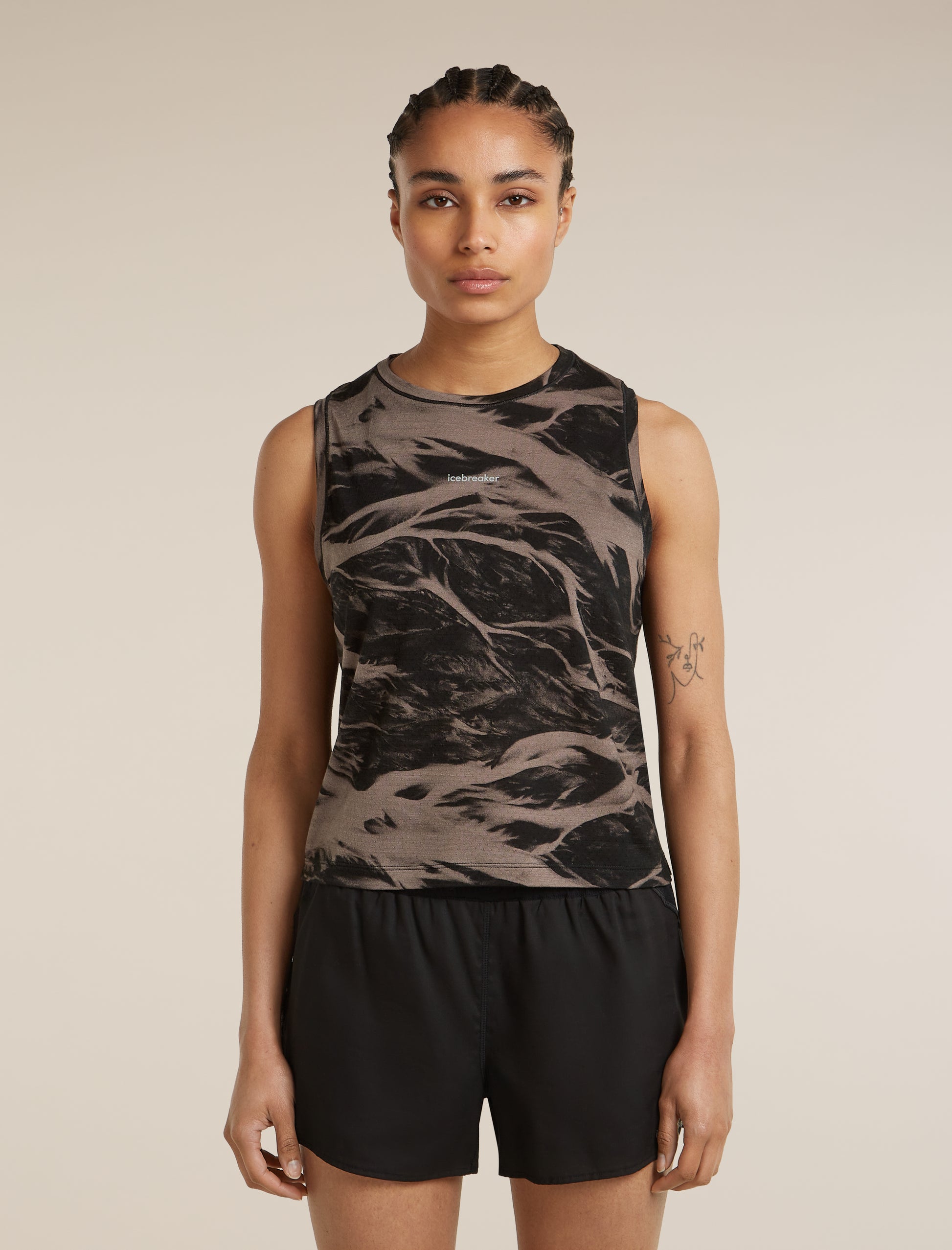 Icebreaker Womens Merino Blend 125 Cool-Lite Speed Tank Motion AOP