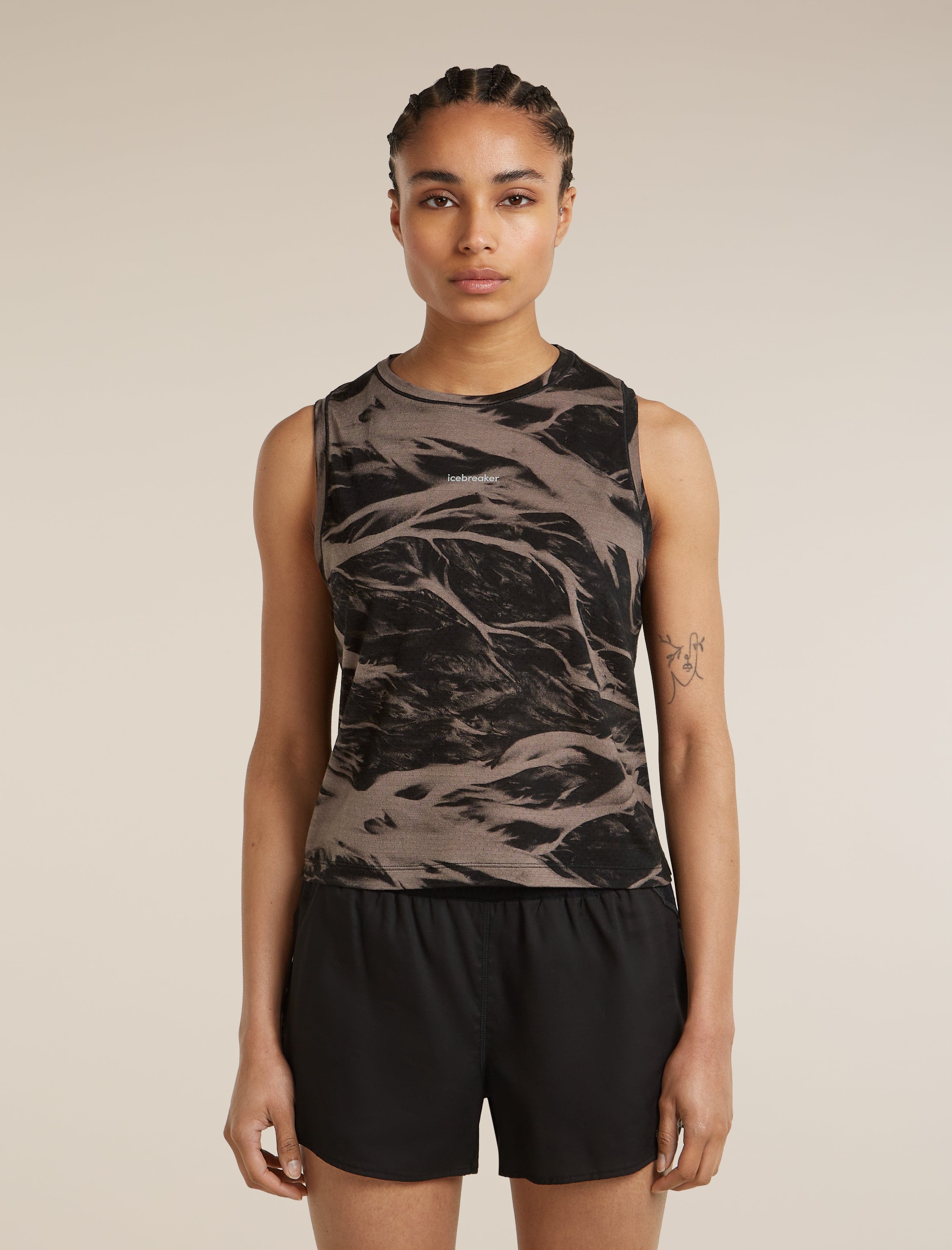 Icebreaker Womens Merino Blend 125 Cool-Lite Speed Tank Motion AOP