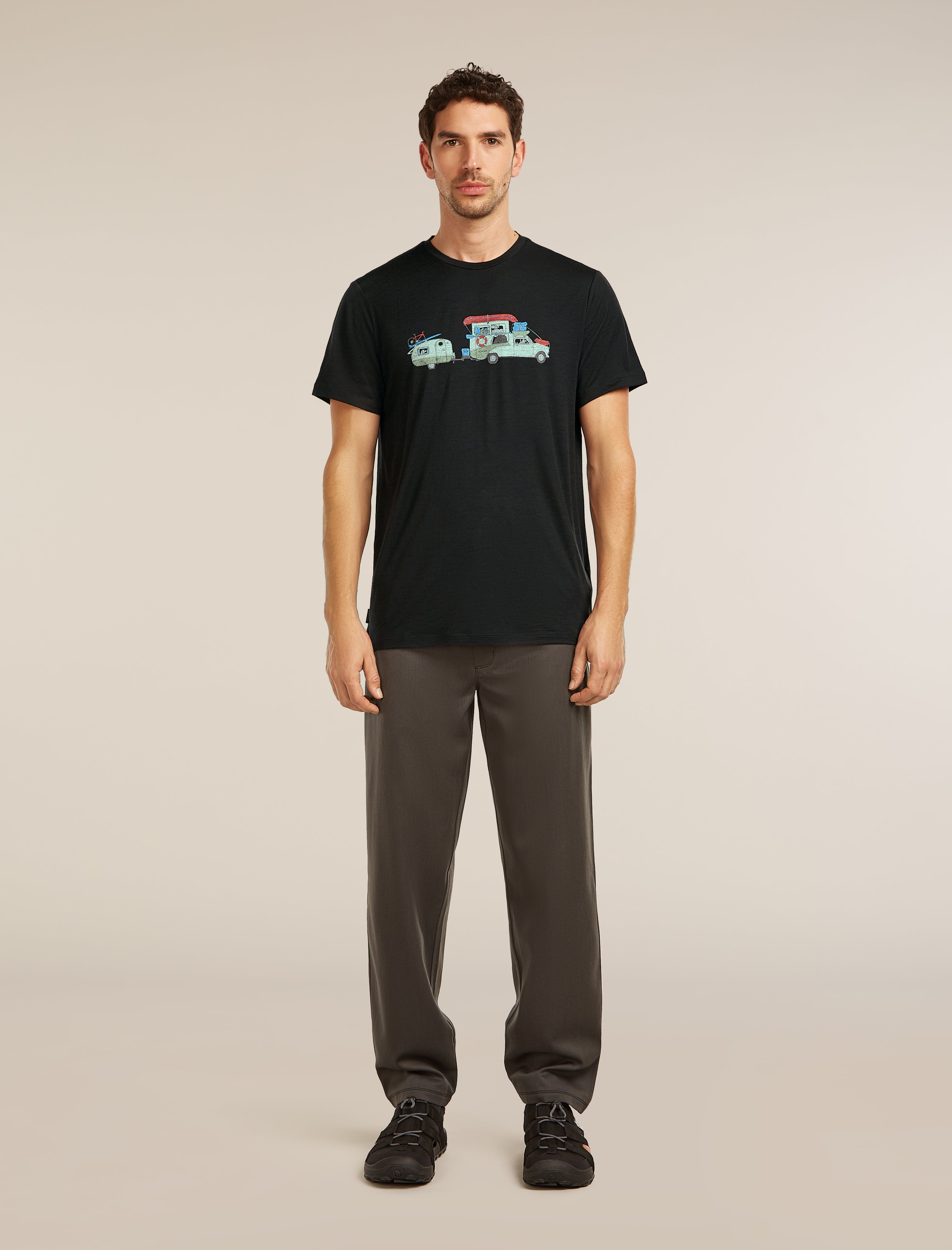 Icebreaker Mens Merino 150 Tech Lite SS Tee Transportage Large Black