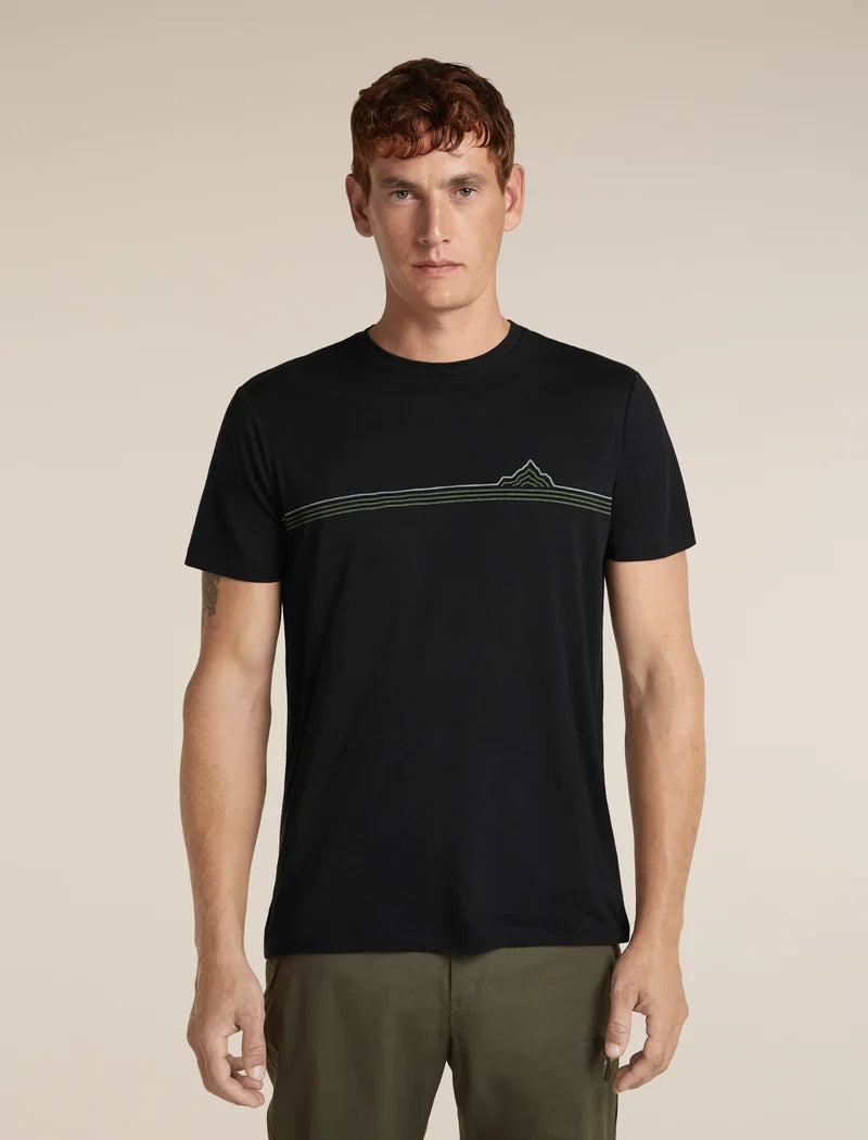Icebreaker Mens Merino 150 Tech Lite SS Tee Range Stripes Black