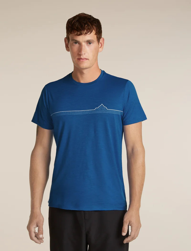 Icebreaker Mens Merino 150 Tech Lite SS Tee Range Stripes Lazurite