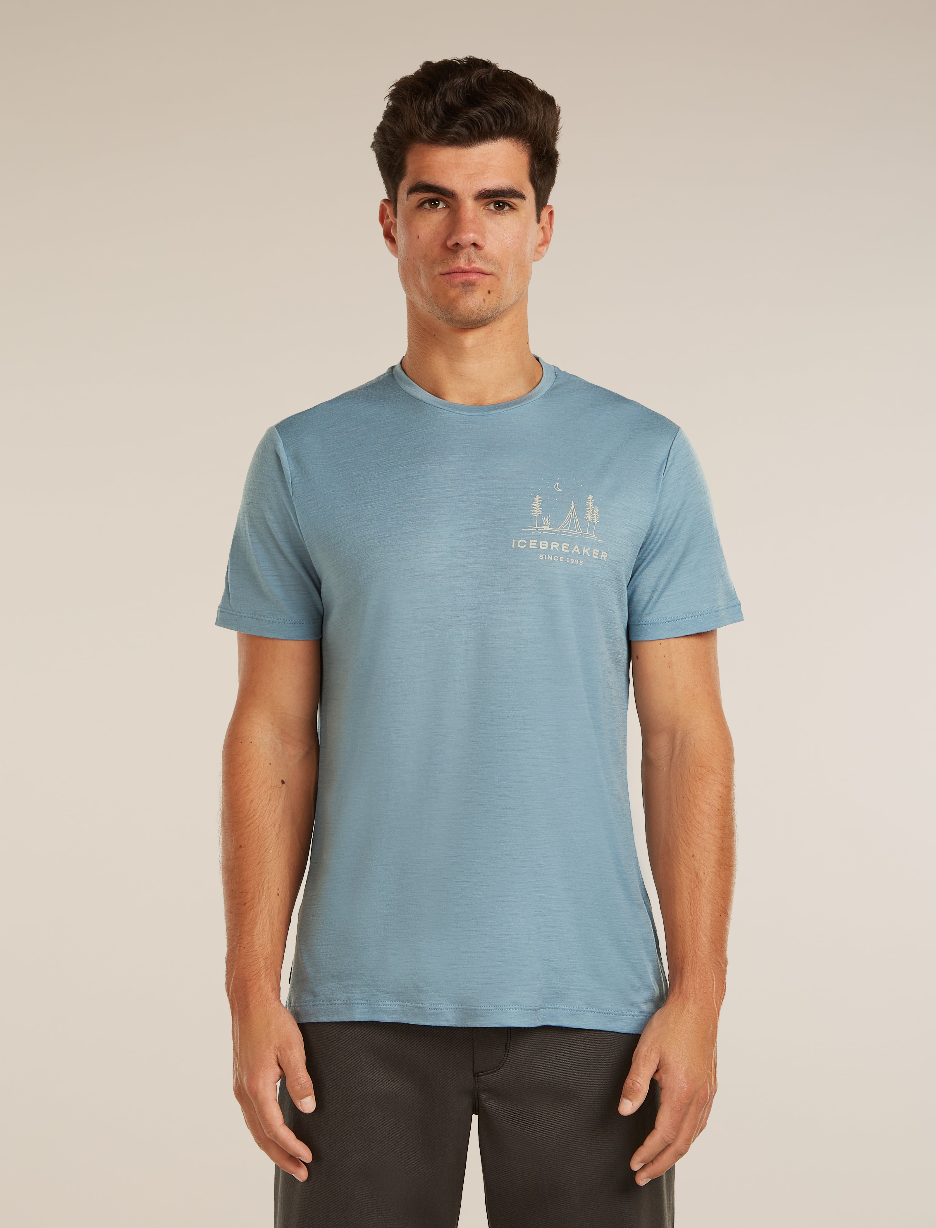 Icebreaker Mens Merino 150 Tech Lite SS Tee Peaceful Pass Flint Blue