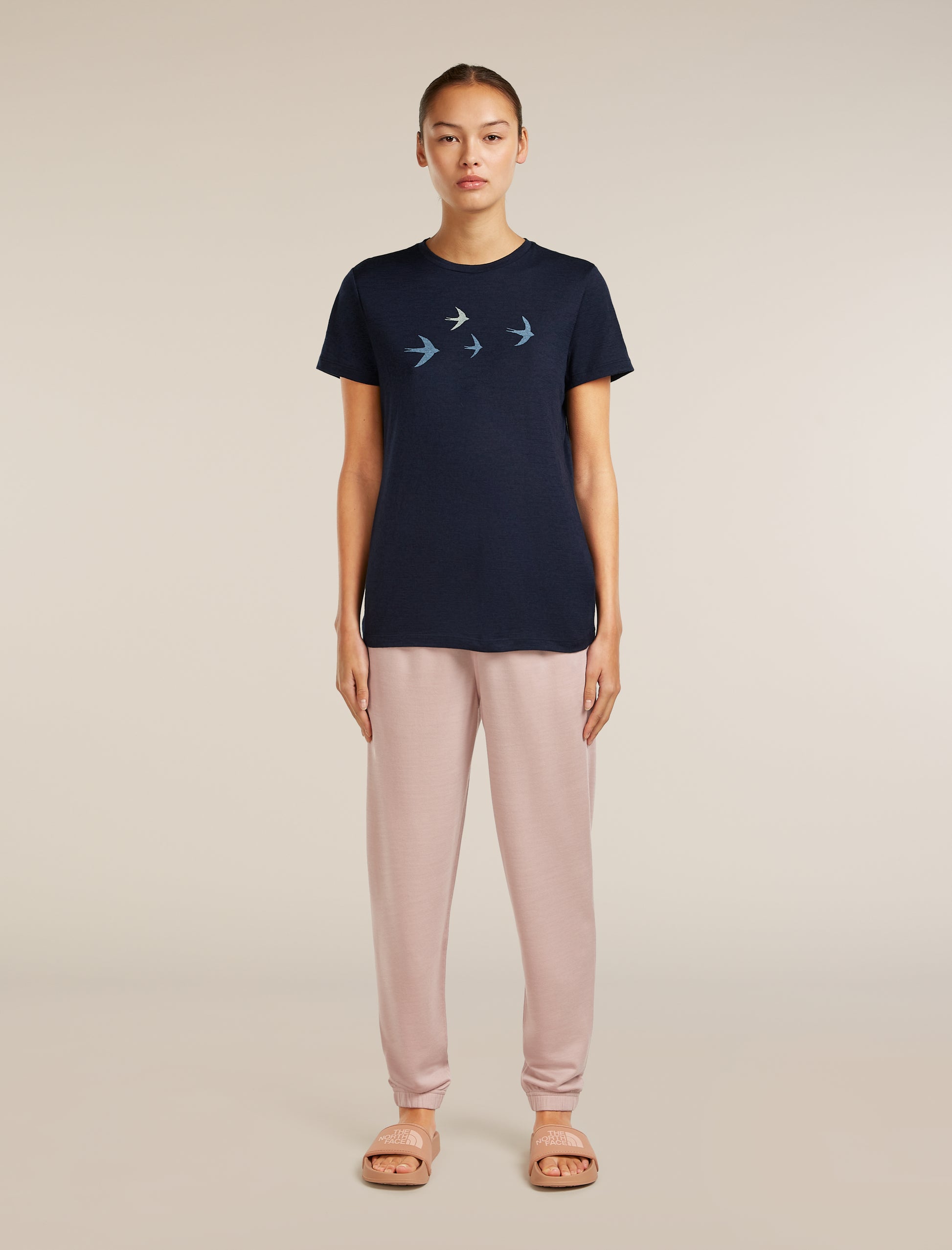 Icebreaker Womens Merino 150 Tech Lite SS Tee Bird Transit Small Midnight Navy