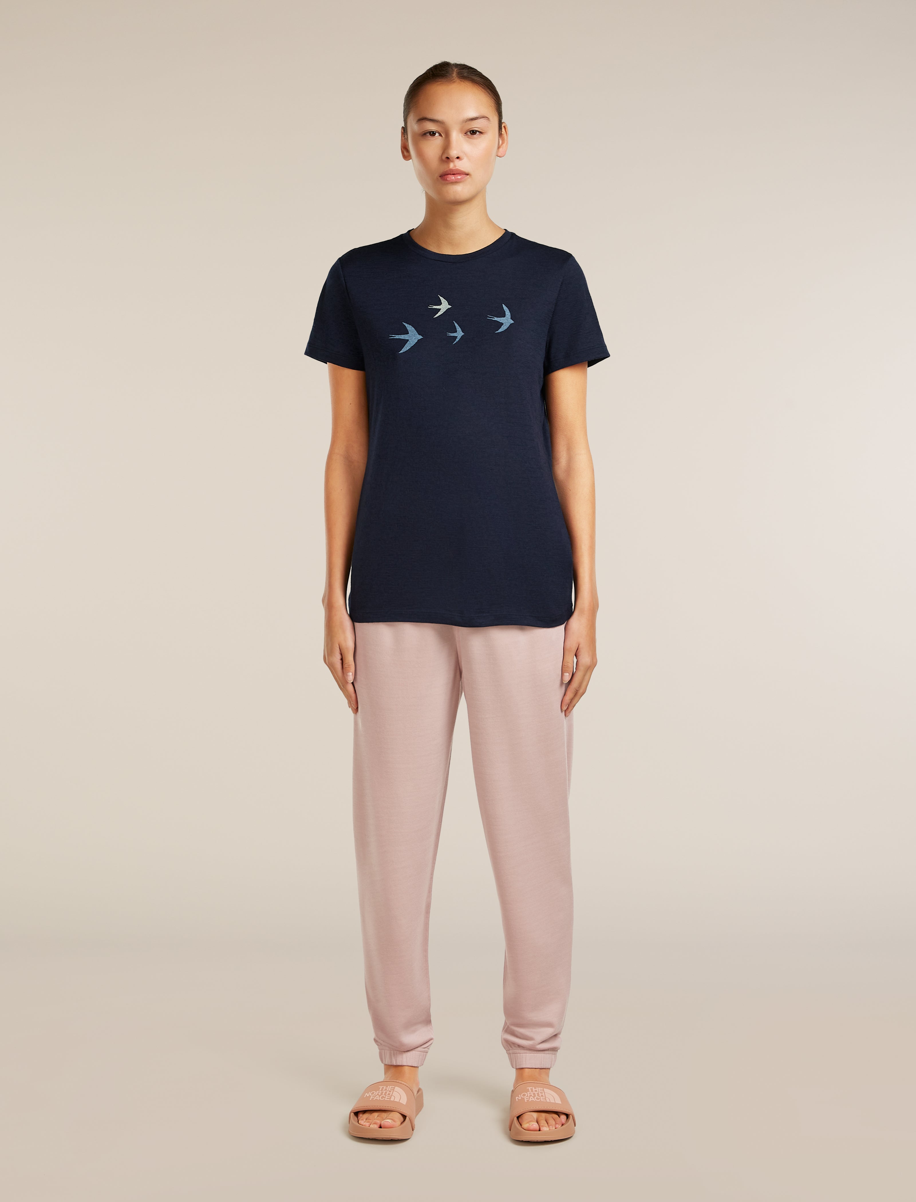 Icebreaker Womens Merino 150 Tech Lite SS Tee Bird Transit Small Midnight Navy