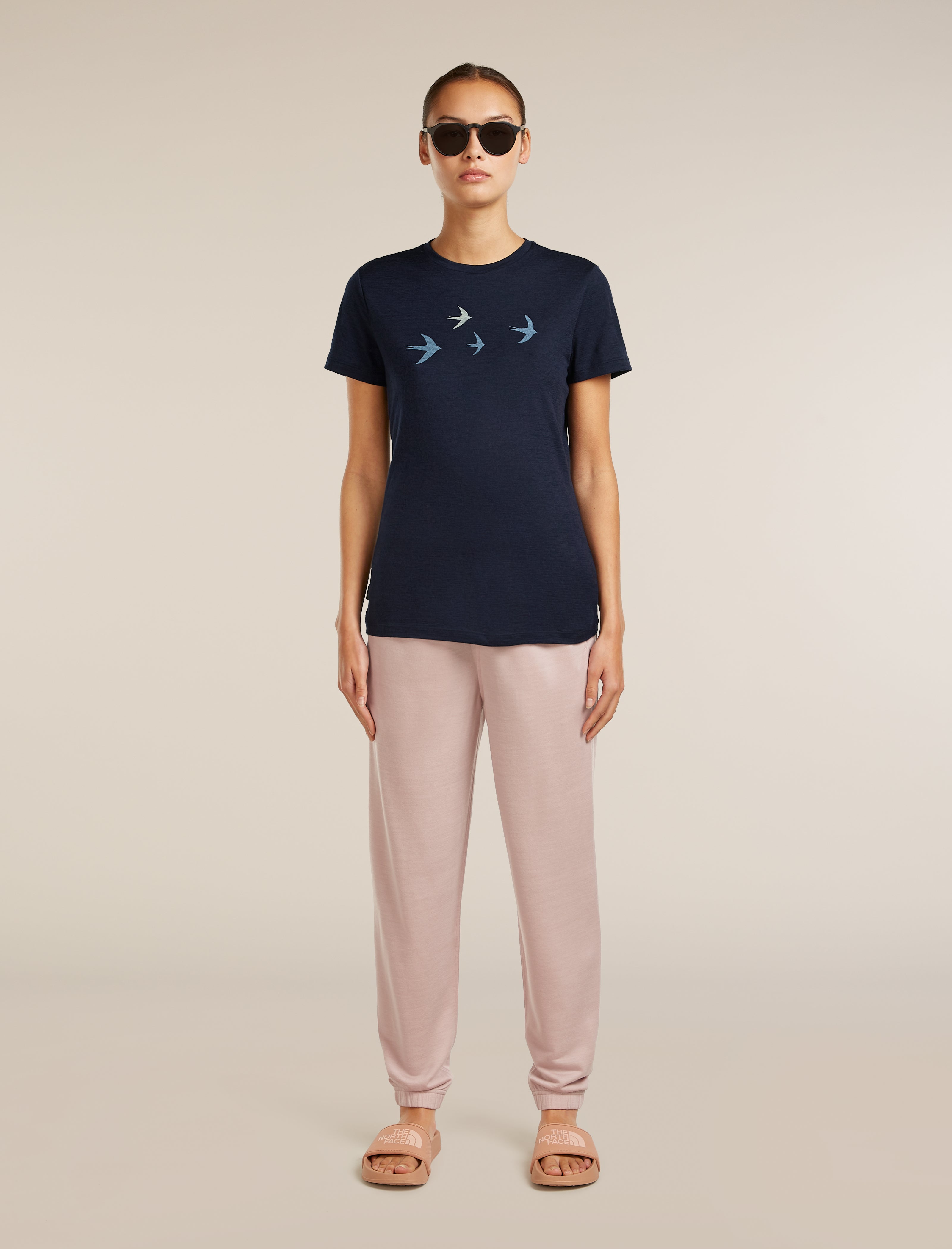 Icebreaker Womens Merino 150 Tech Lite SS Tee Bird Transit X Large Ecru Hthr