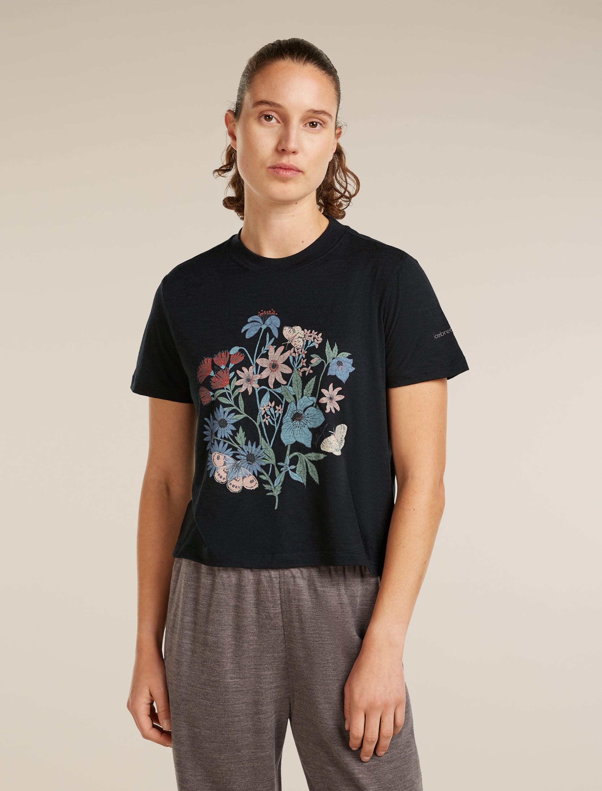 Icebreaker Womens Merino 150 Tech Lite SS Crop Tee NZ Flora