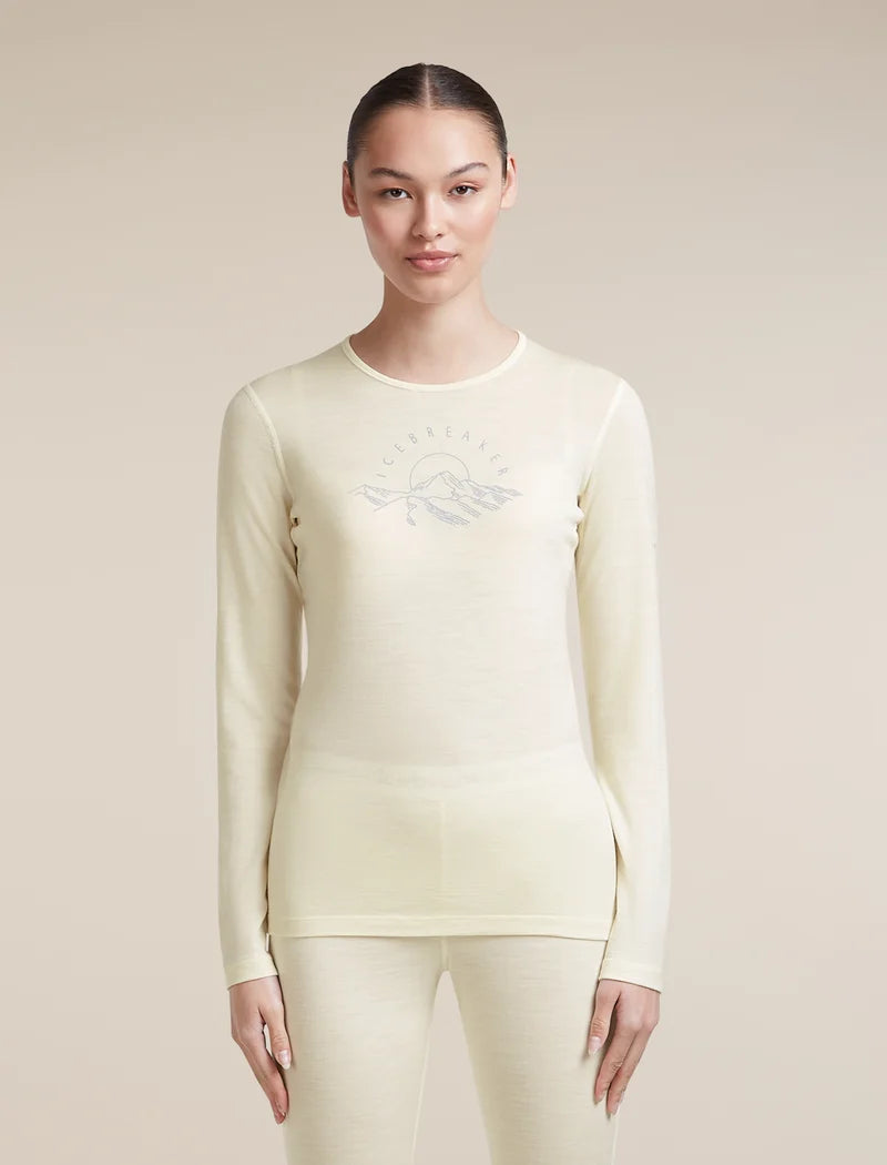 Icebreaker Womens Merino 200 Oasis LS Crewe Sunrise Summit UNDYED