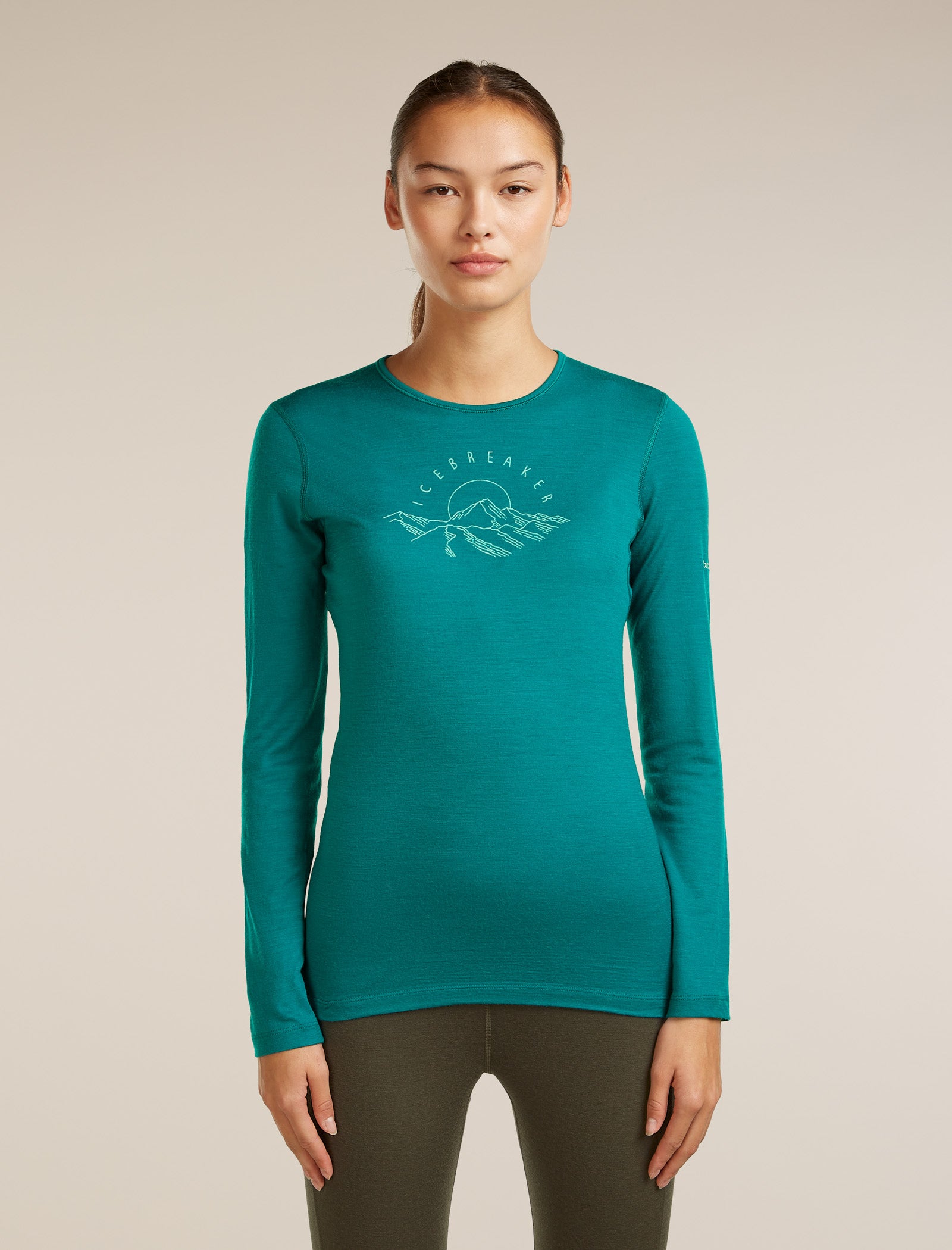 Icebreaker Womens Merino 200 Oasis LS Crewe Sunrise Summit