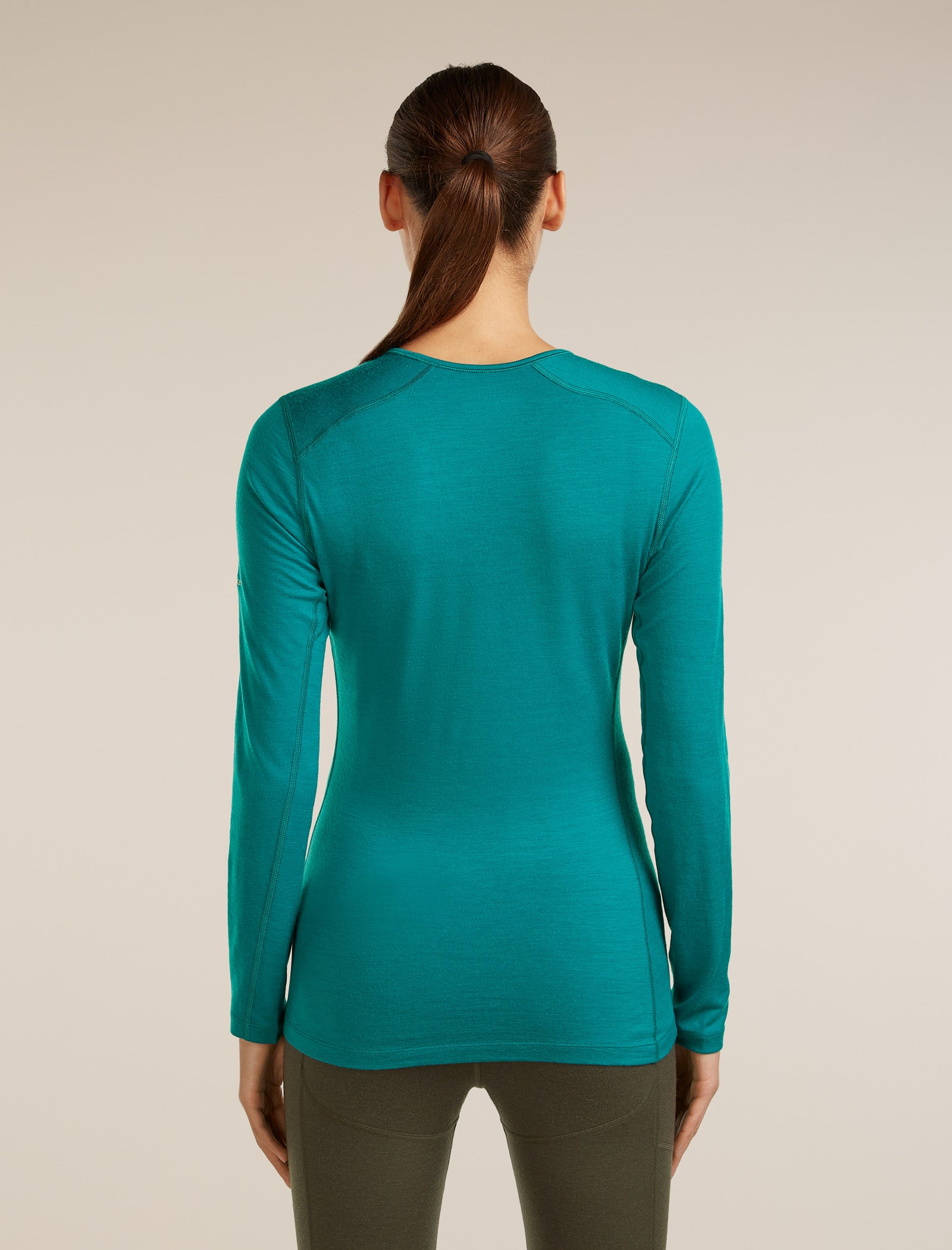Icebreaker Womens Merino 200 Oasis LS Crewe Sunrise Summit Large Tidal Teal