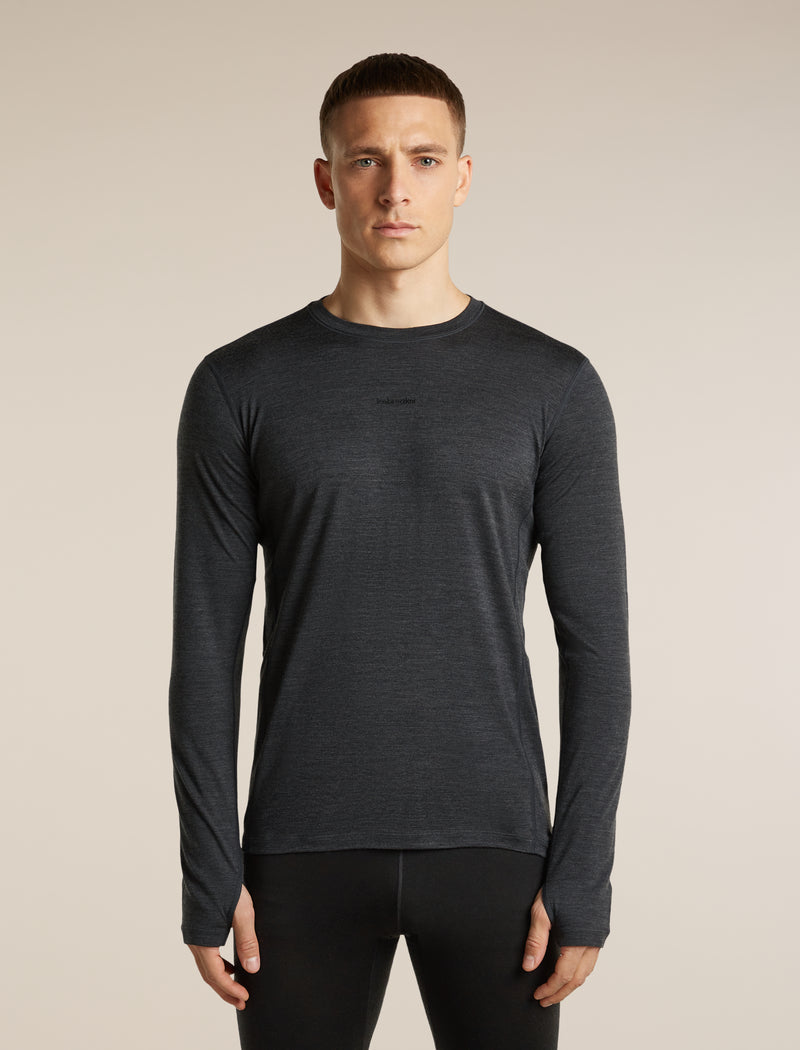 Icebreaker Mens 200 MerinoFine Ace LS Crewe Jet Hthr