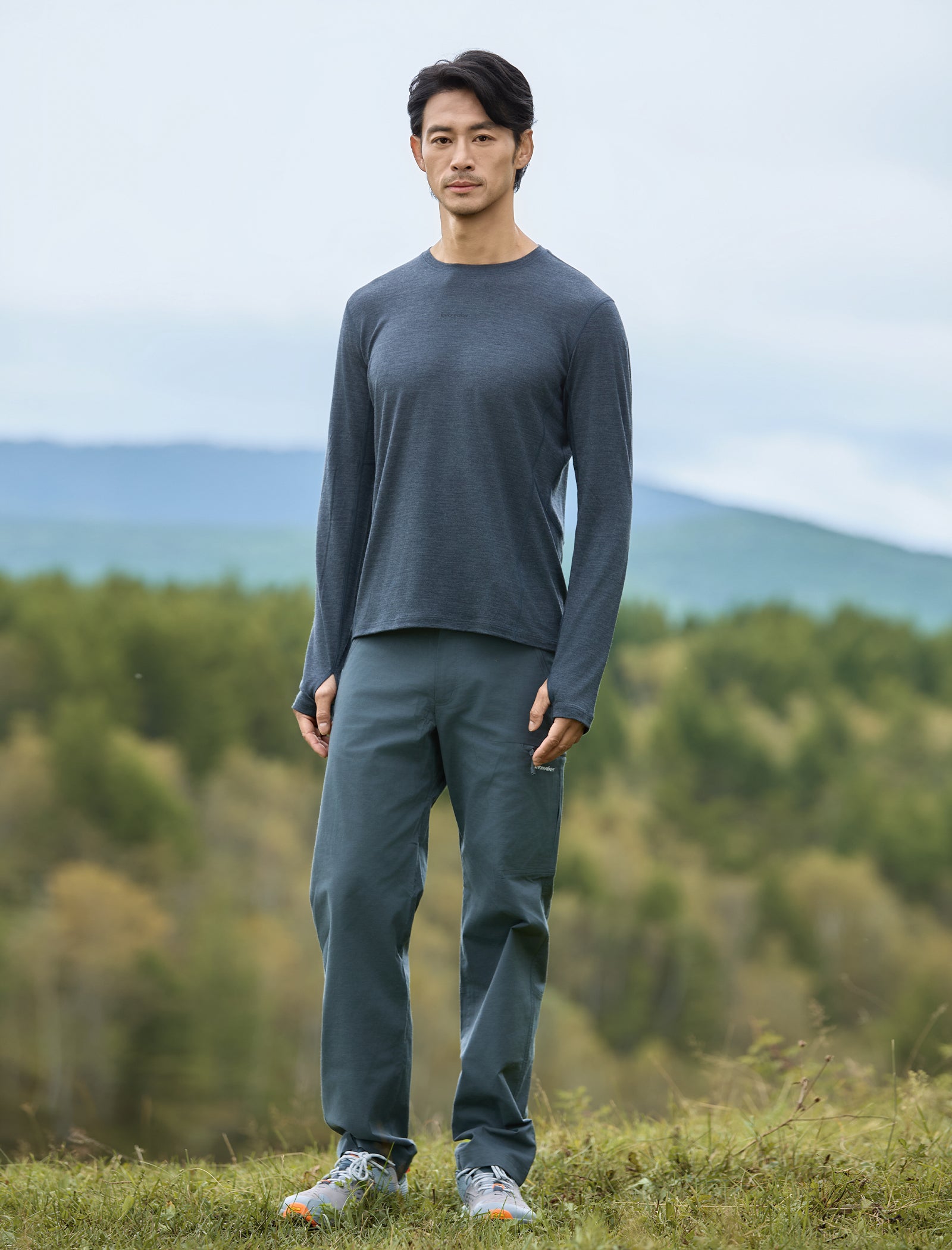 Icebreaker Mens 200 MerinoFine Ace LS Crewe 2XL Jet Hthr
