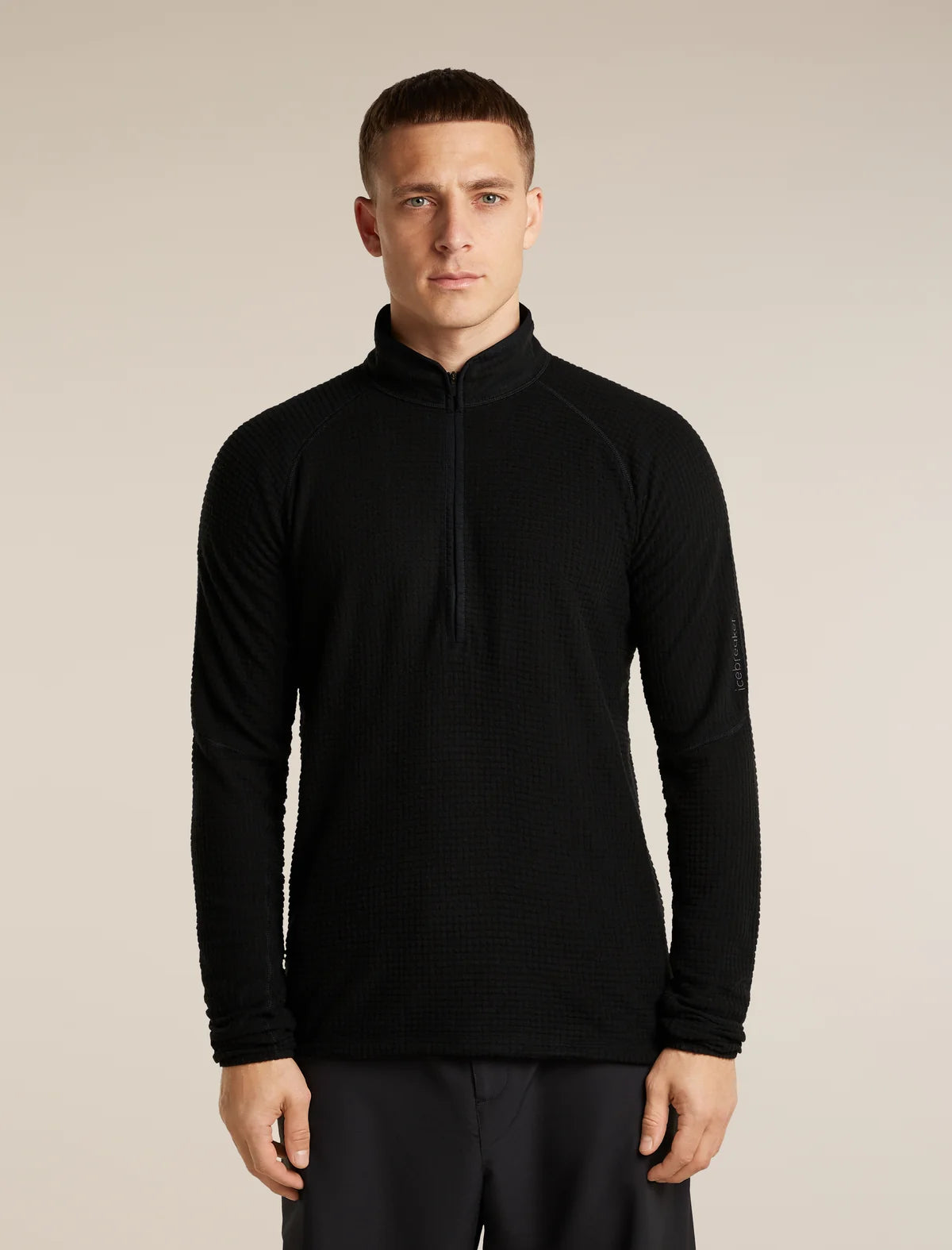 Icebreaker Mens Merino 400 RealFleece Peaksland LS Half Zip Black