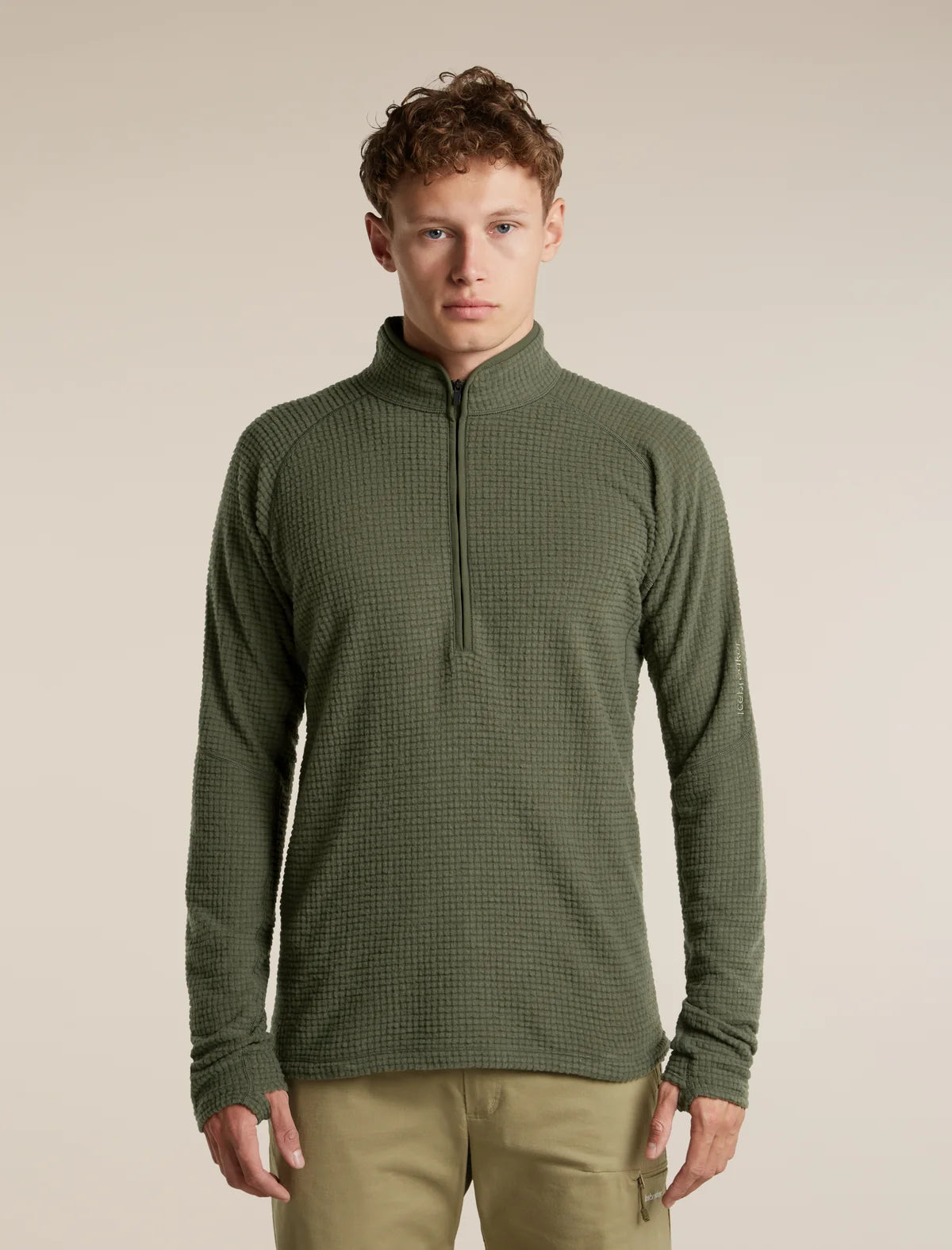 Icebreaker Mens Merino 400 RealFleece Peaksland LS Half Zip Dark Loden