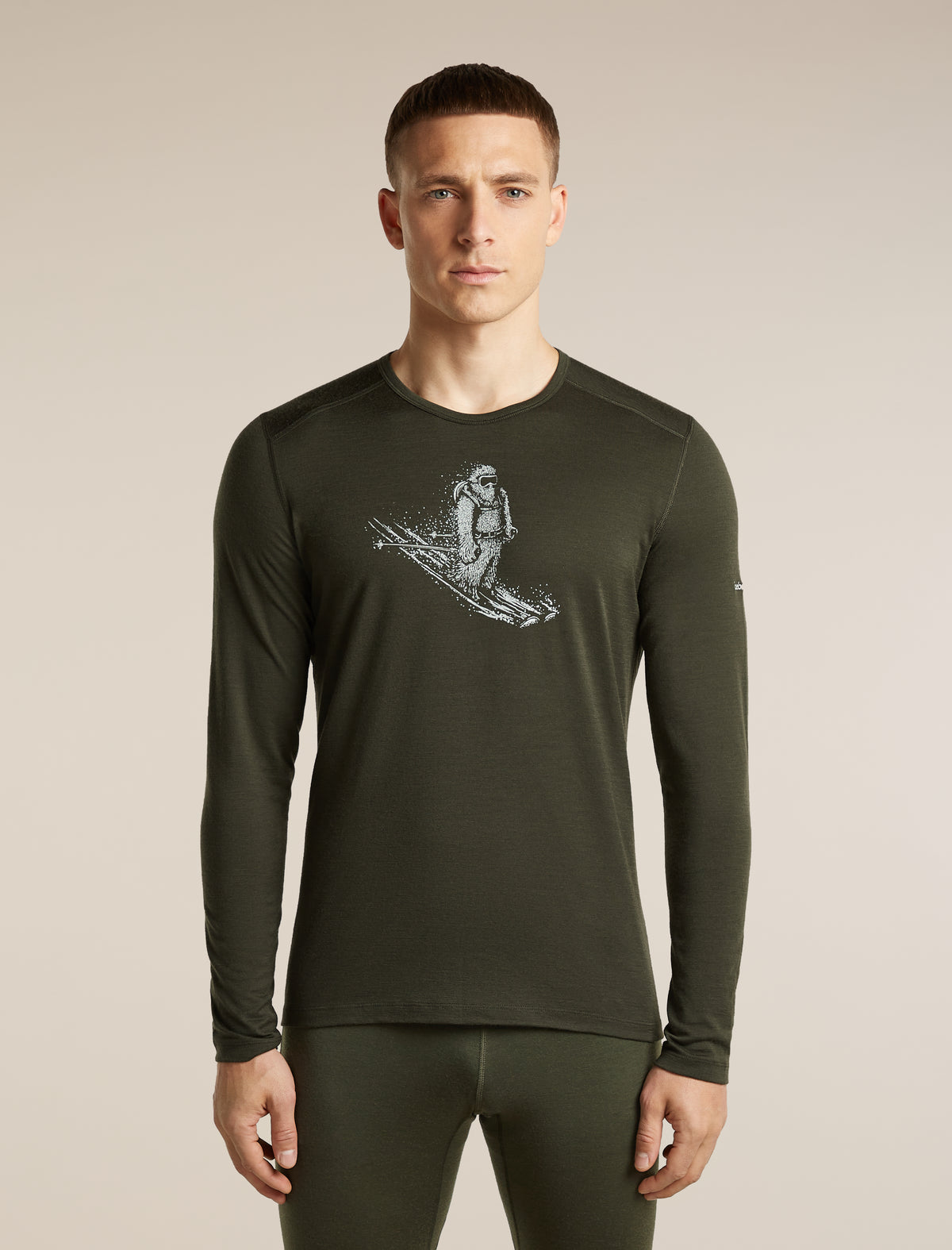 Icebreaker Mens Merino 200 Oasis LS Crewe Skiing Yeti