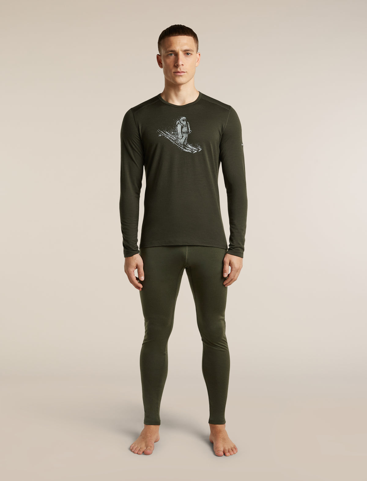 Icebreaker Mens Merino 200 Oasis LS Crewe Skiing Yeti