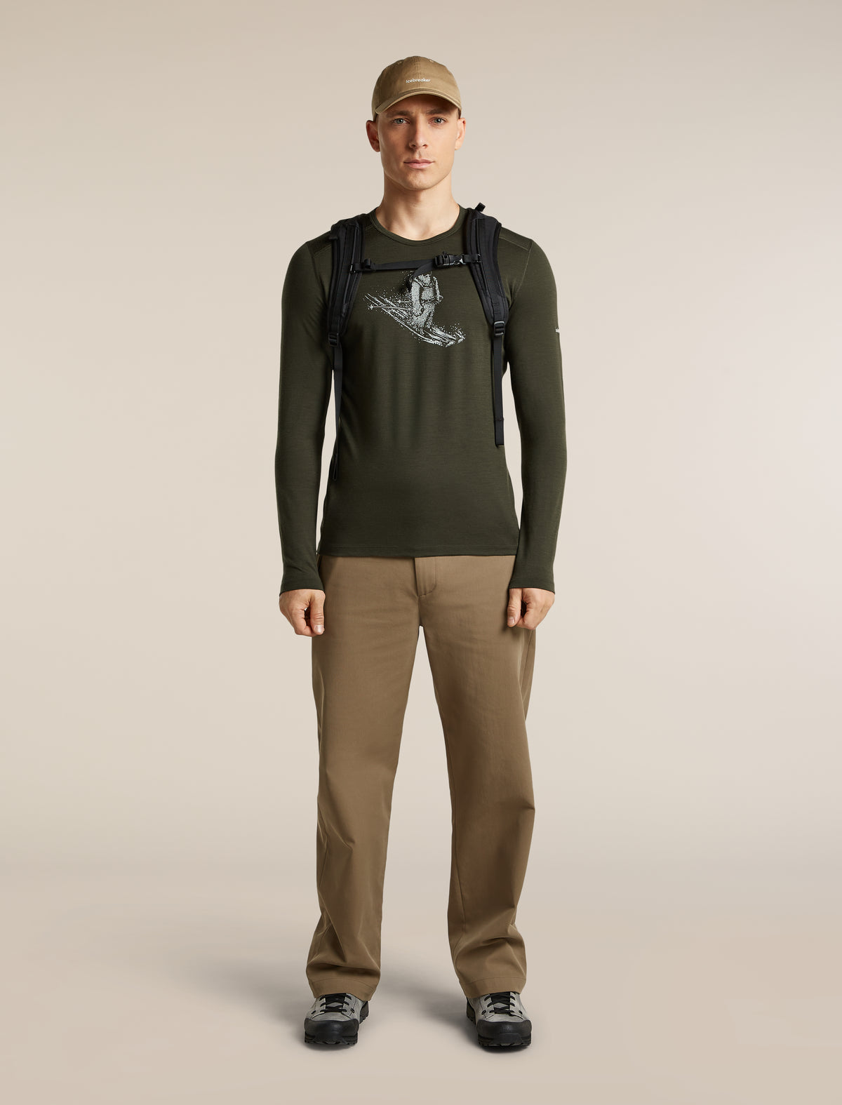 Icebreaker Mens Merino 200 Oasis LS Crewe Skiing Yeti