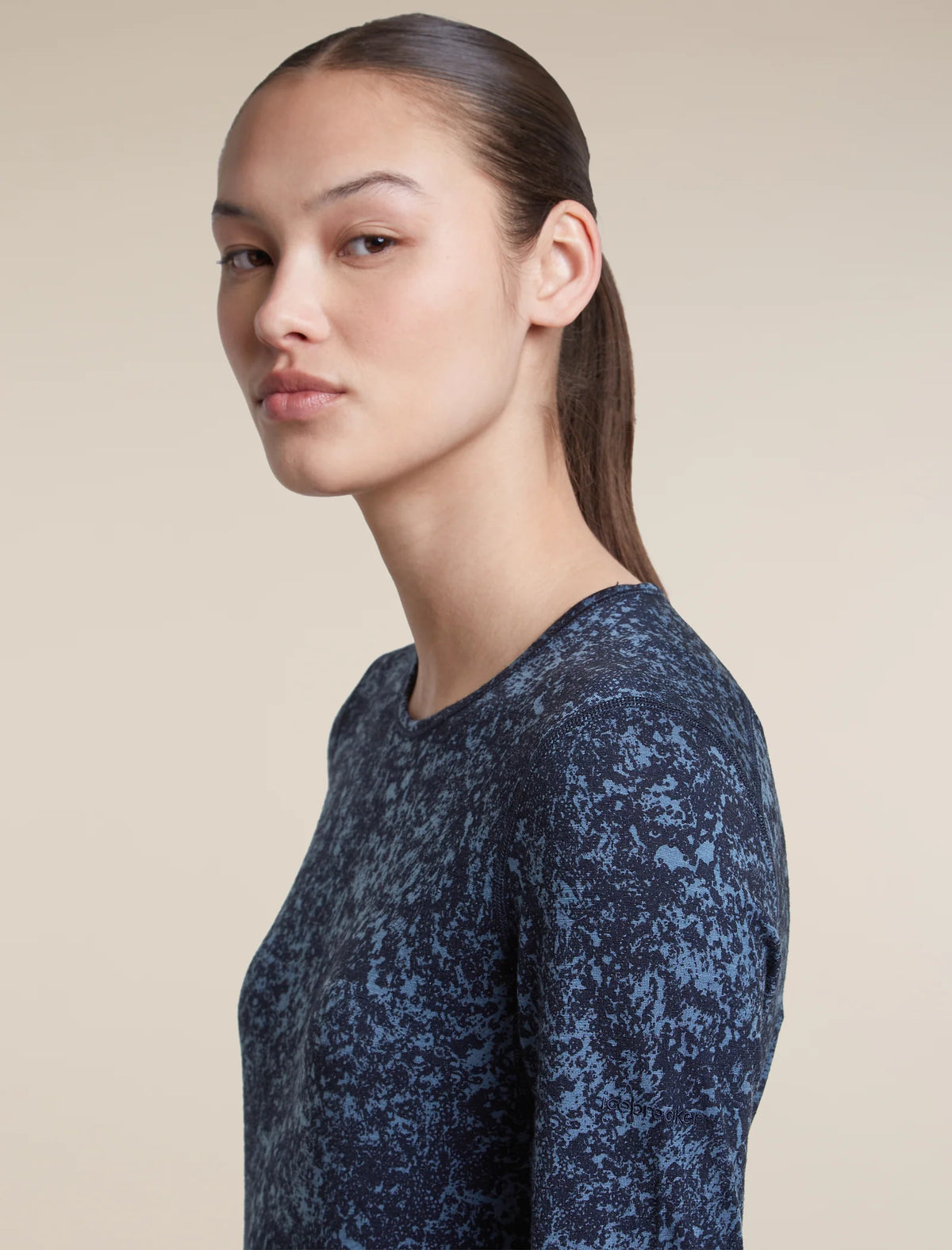 Icebreaker Womens Merino 200 Oasis LS Crewe Moss Bloom AOP