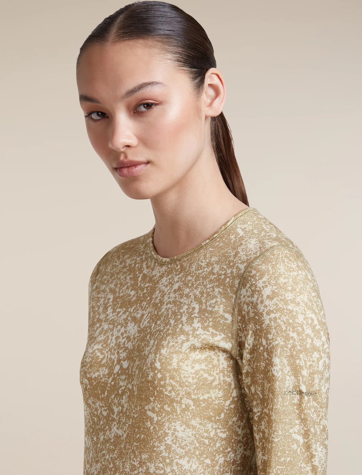 Icebreaker Womens Merino 200 Oasis LS Crewe Moss Bloom AOP