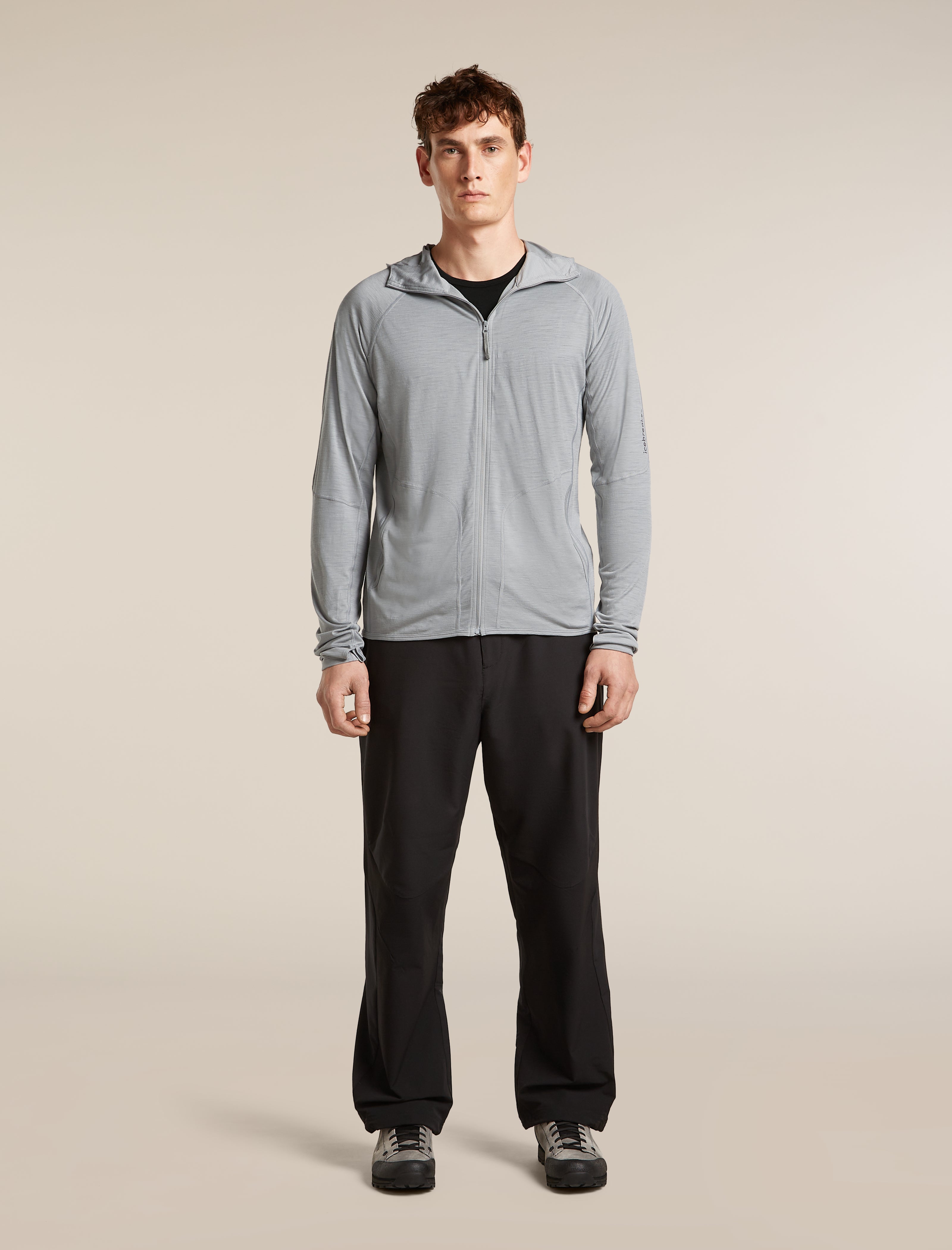 Icebreaker Mens 150 MerinoFine Ace LS Zip Hoodie Medium Proto Grey