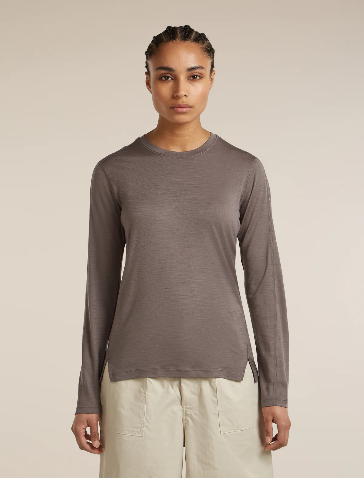 Icebreaker Womens 150 MerinoFine Ace LS Tee UPF Porcini
