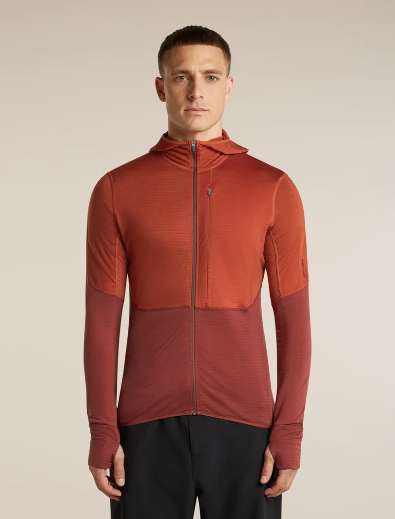 Icebreaker Mens Merino Blend 200 RealFleece Descender LS Zip Hoodie Agate Port Cb