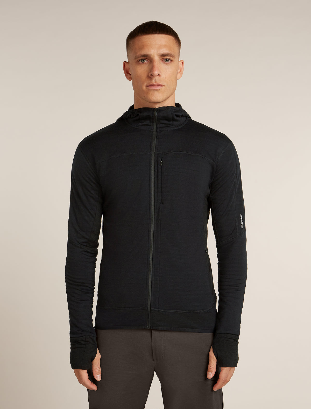 Icebreaker Mens Merino 300 RF Descend LS Zip Hoodie Black