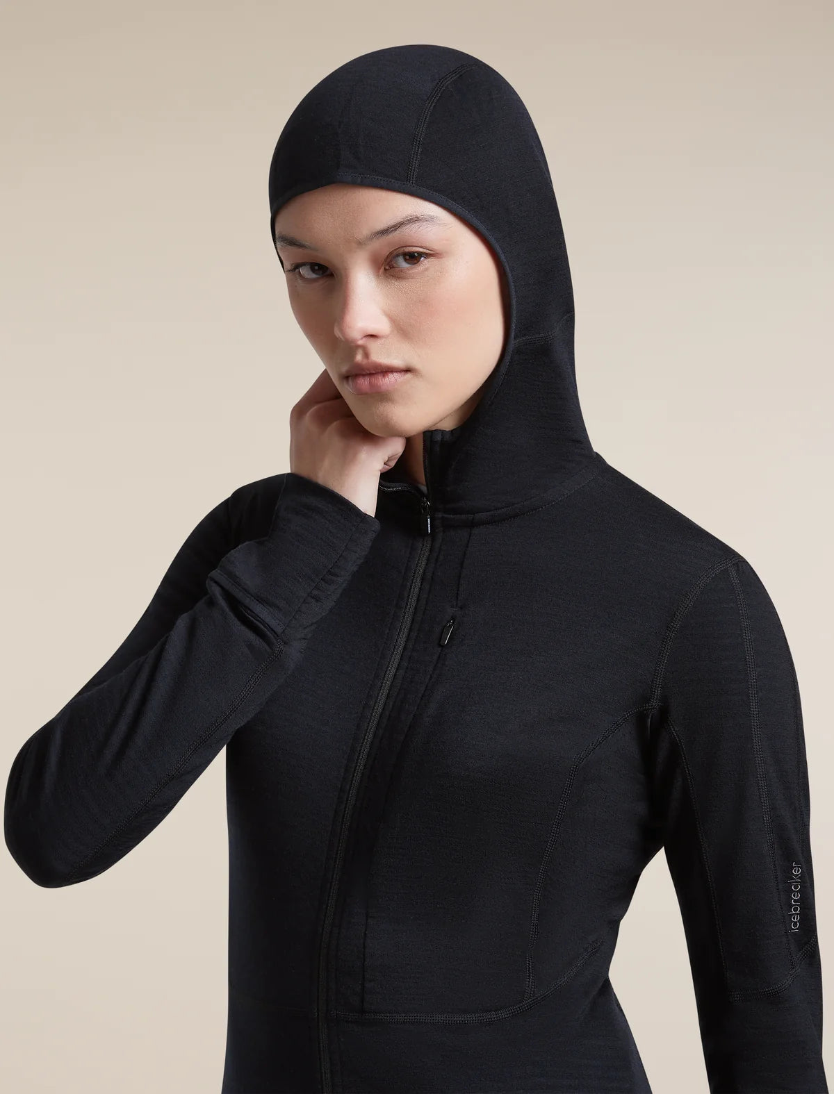 Icebreaker Womens Merino 200 Realfleece Descender LS Zip Hood
