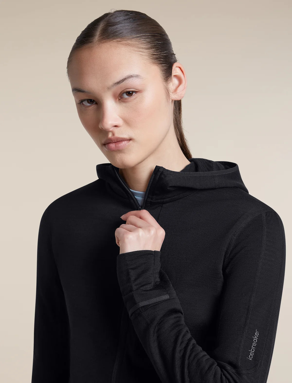 Icebreaker Womens Merino 200 Realfleece Descender LS Zip Hood