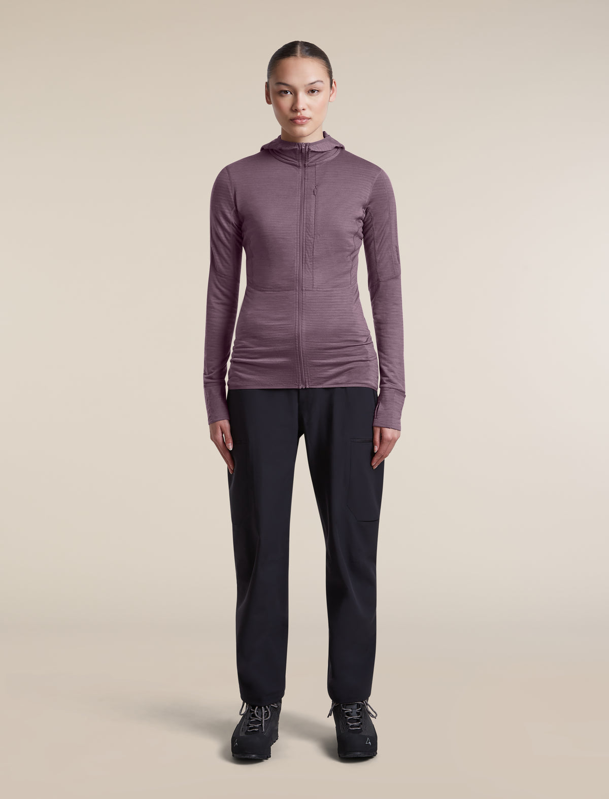 Icebreaker Womens Merino 200 Realfleece Descender LS Zip Hood