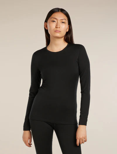 Icebreaker Womens Merino 200 Oasis LS Crewe Black