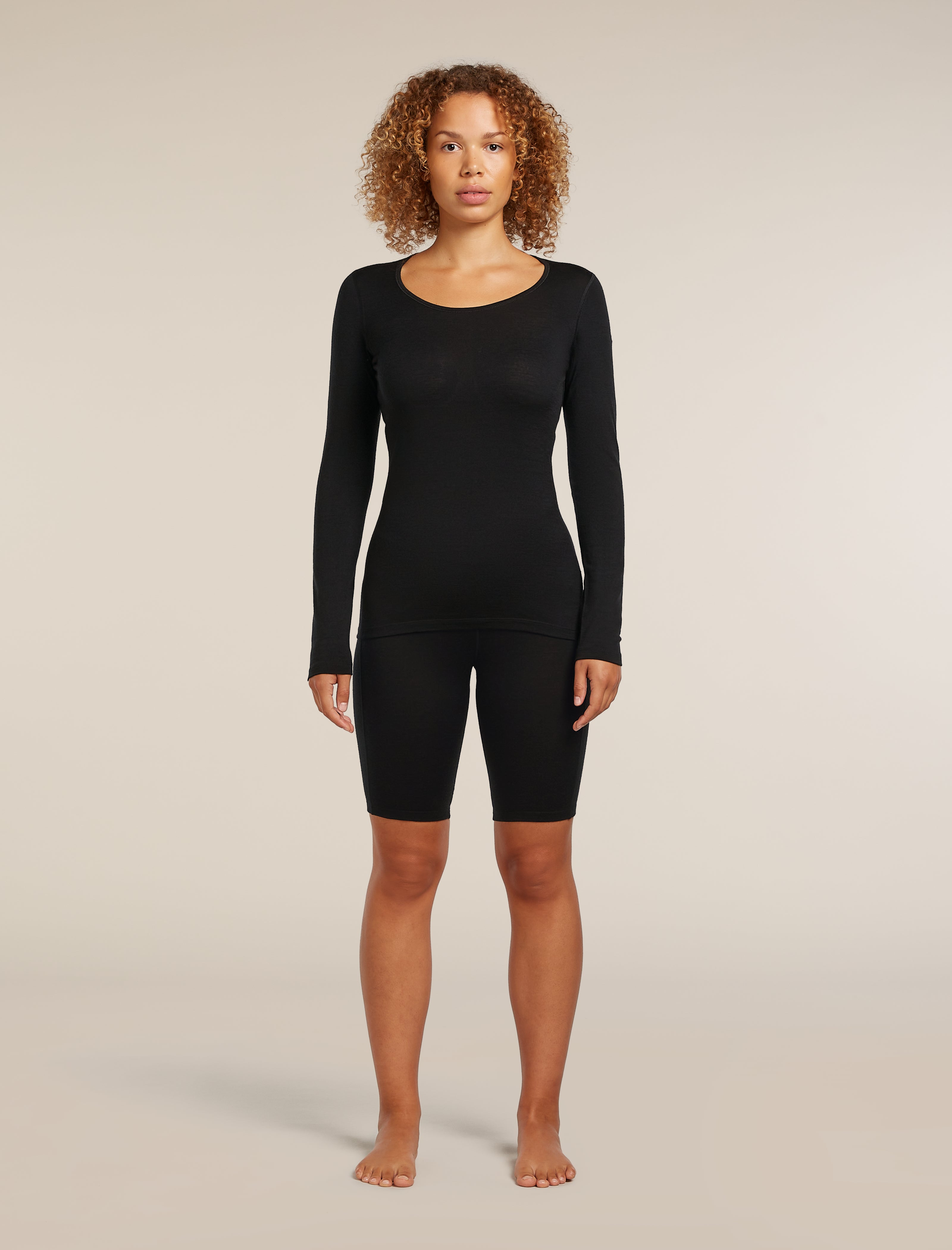 Icebreaker Womens Merino 200 Oasis LS Scoop Medium Black