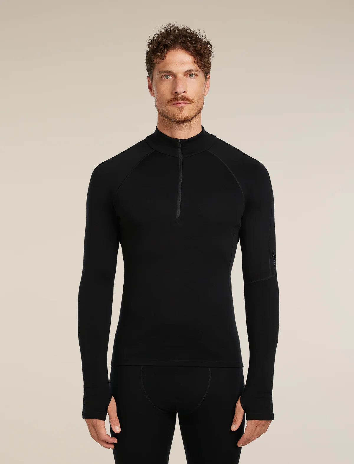 Icebreaker Mens 300 MerinoFine Polar LS Half Zip Small Black
