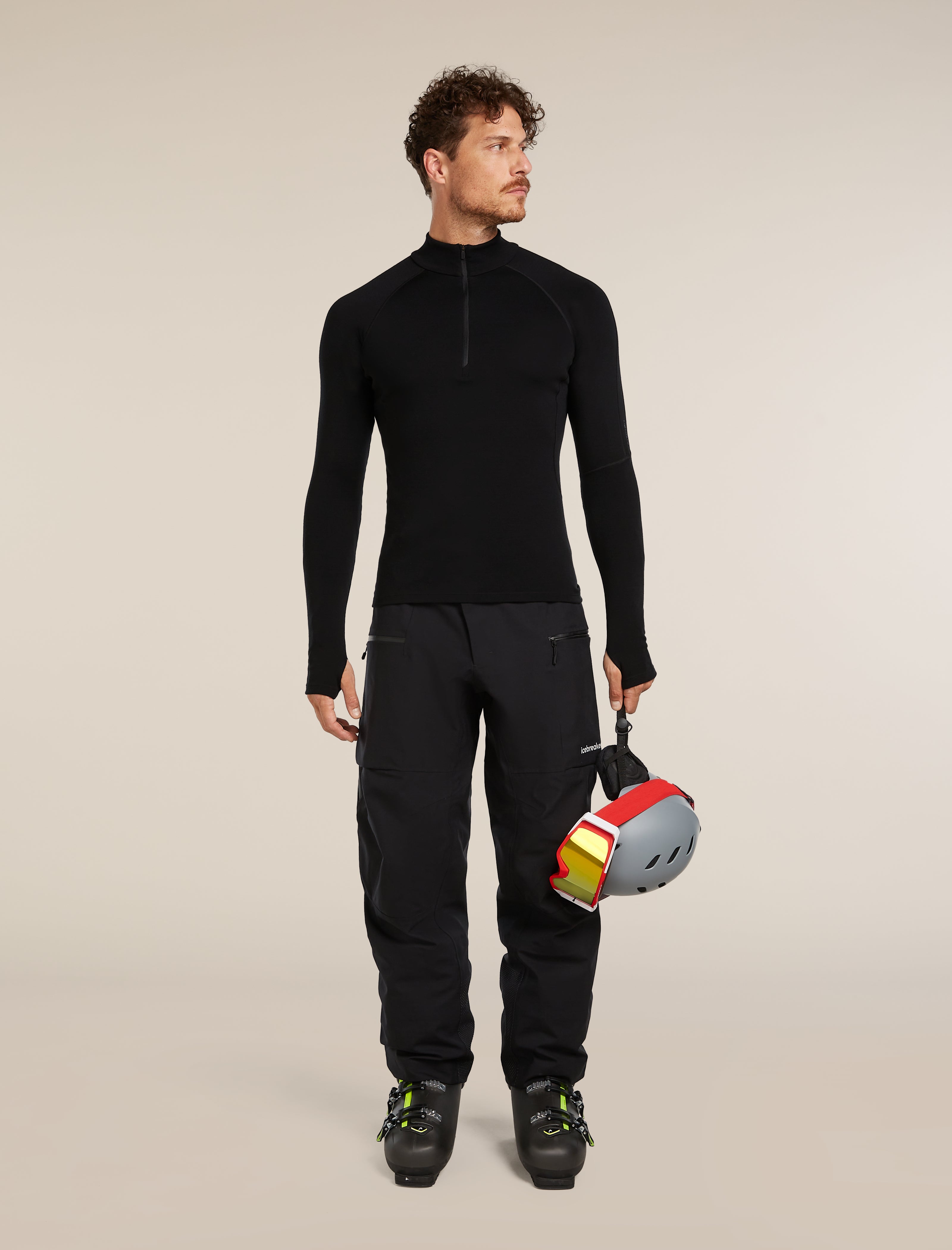 Icebreaker Mens 300 MerinoFine Polar LS Half Zip Large Black