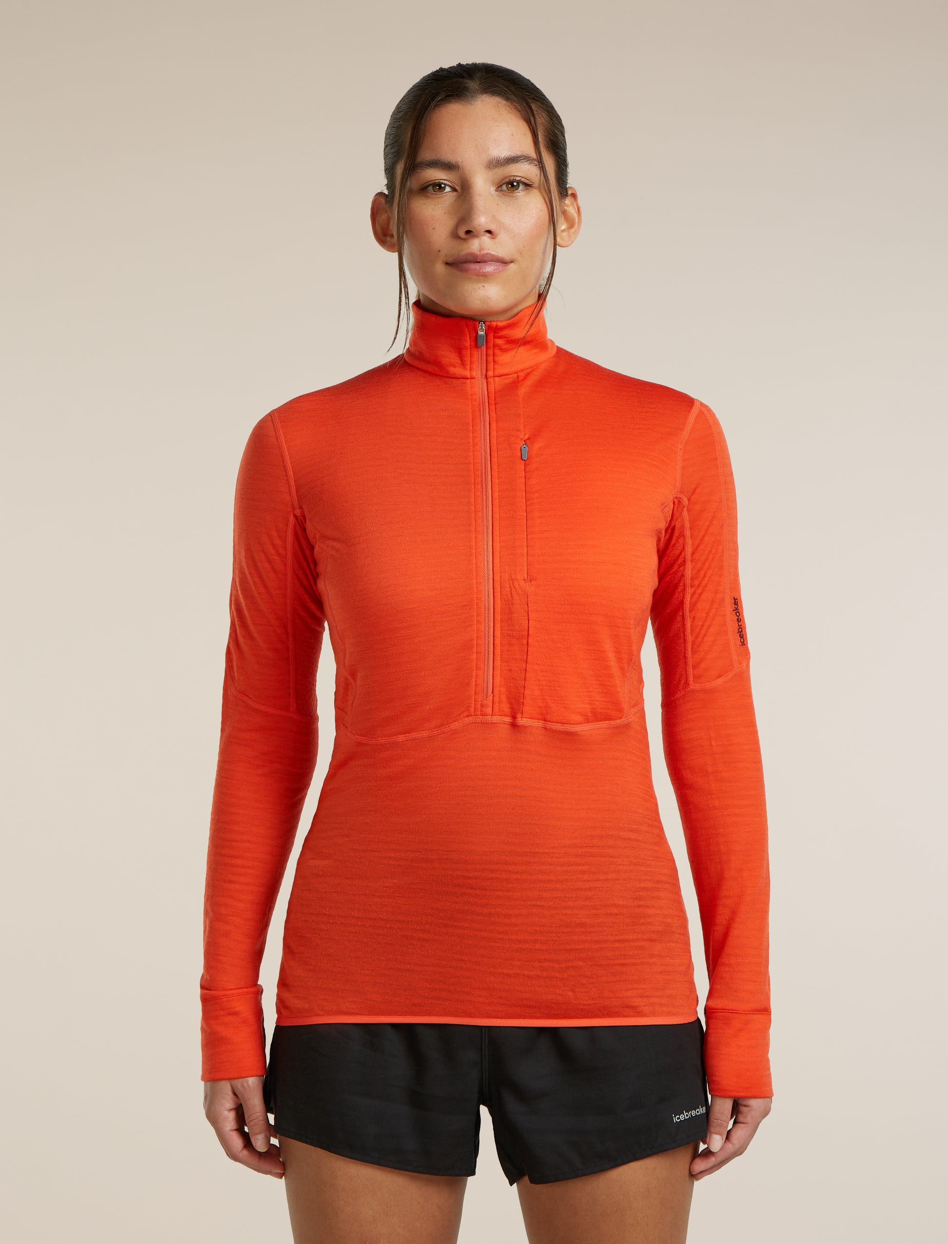 Icebreaker Womens Merino Blend 200 RealFleece Descender LS Half Zip Fervid