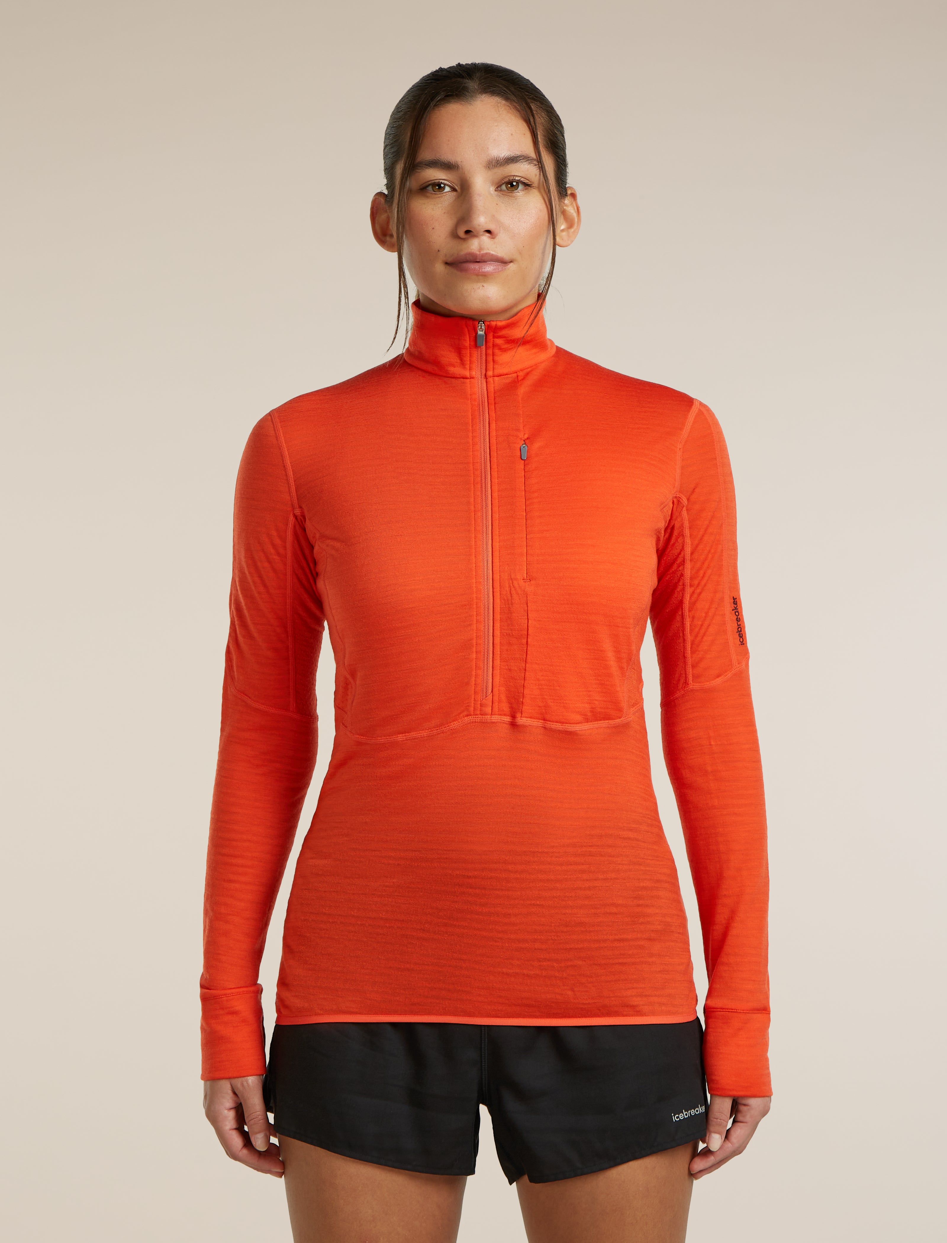 Icebreaker Womens Merino Blend 200 RealFleece Descender LS Half Zip Fervid