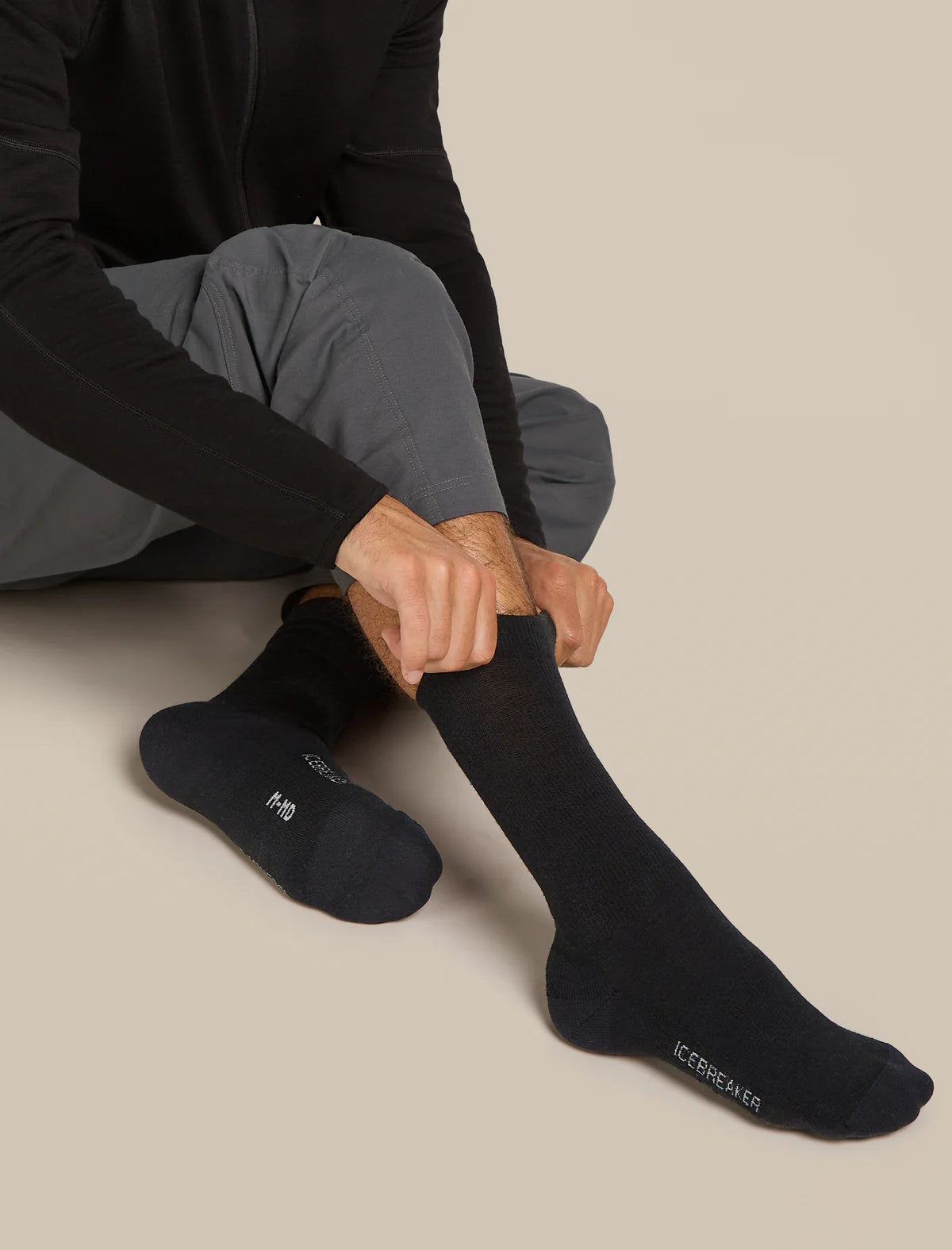 Icebreaker Mens Lifestyle Light Crew Socks Black